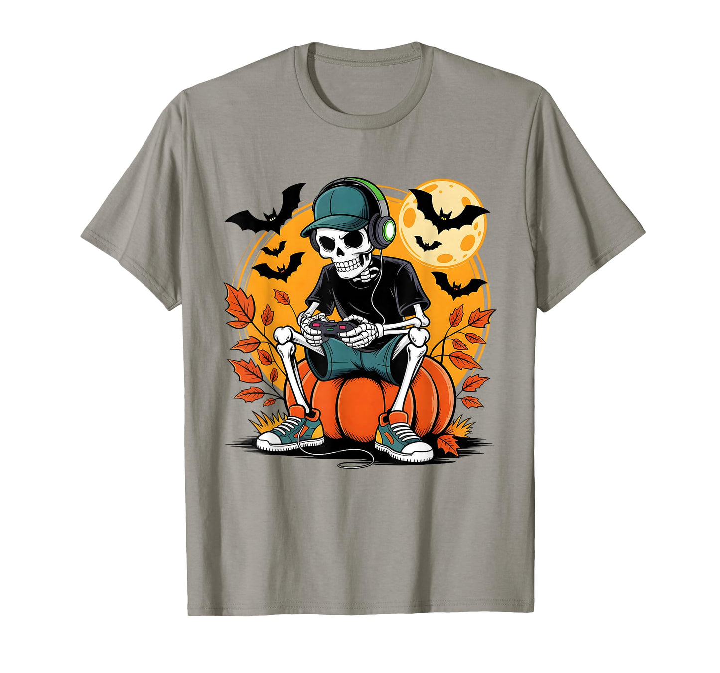 Halloween Skeleton Gamer Video Gaming Boys Men Kids T-Shirt