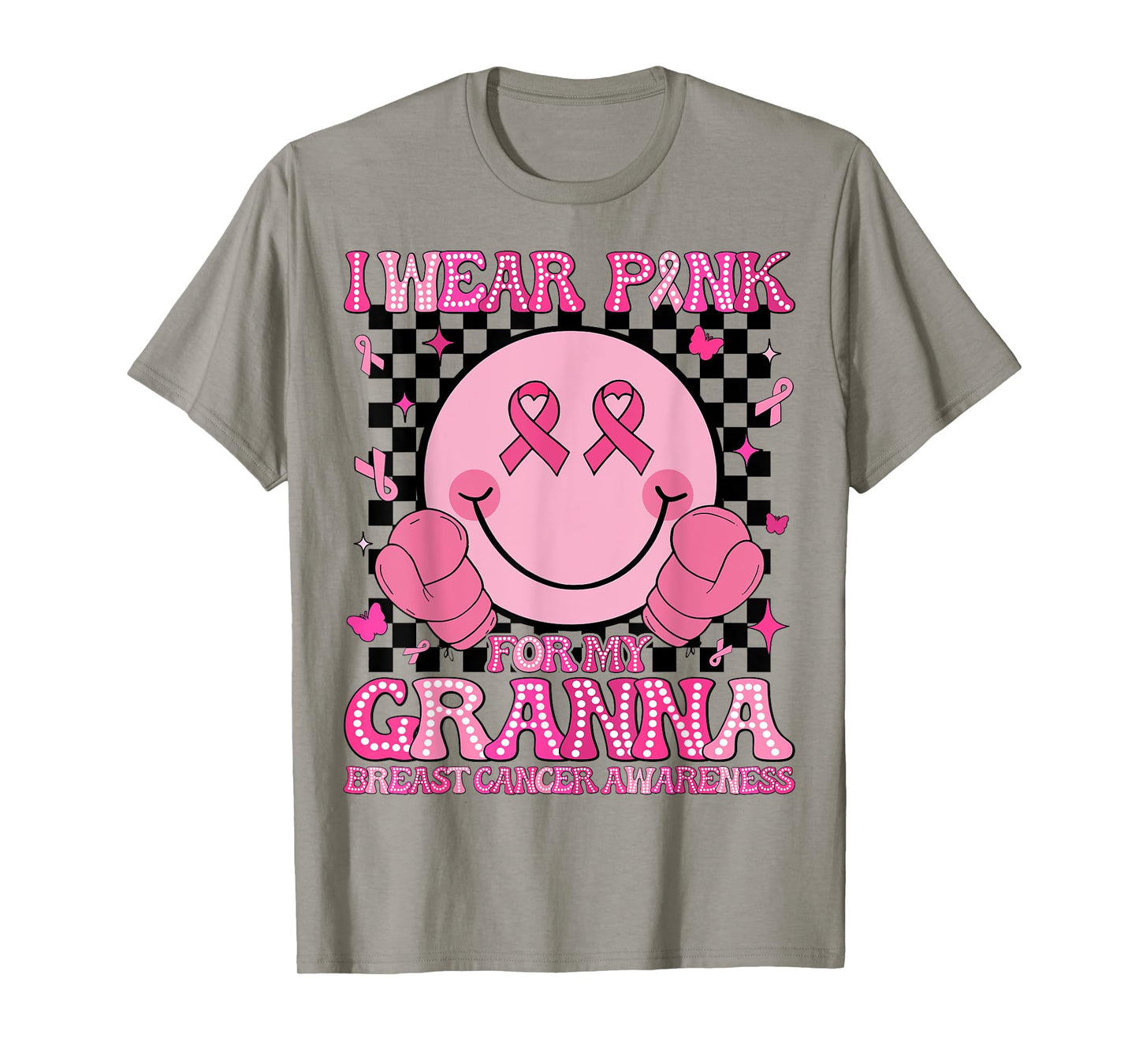 I Wear Pink For My Granna Breast Cancer Awareness Groovy T-Shirt
