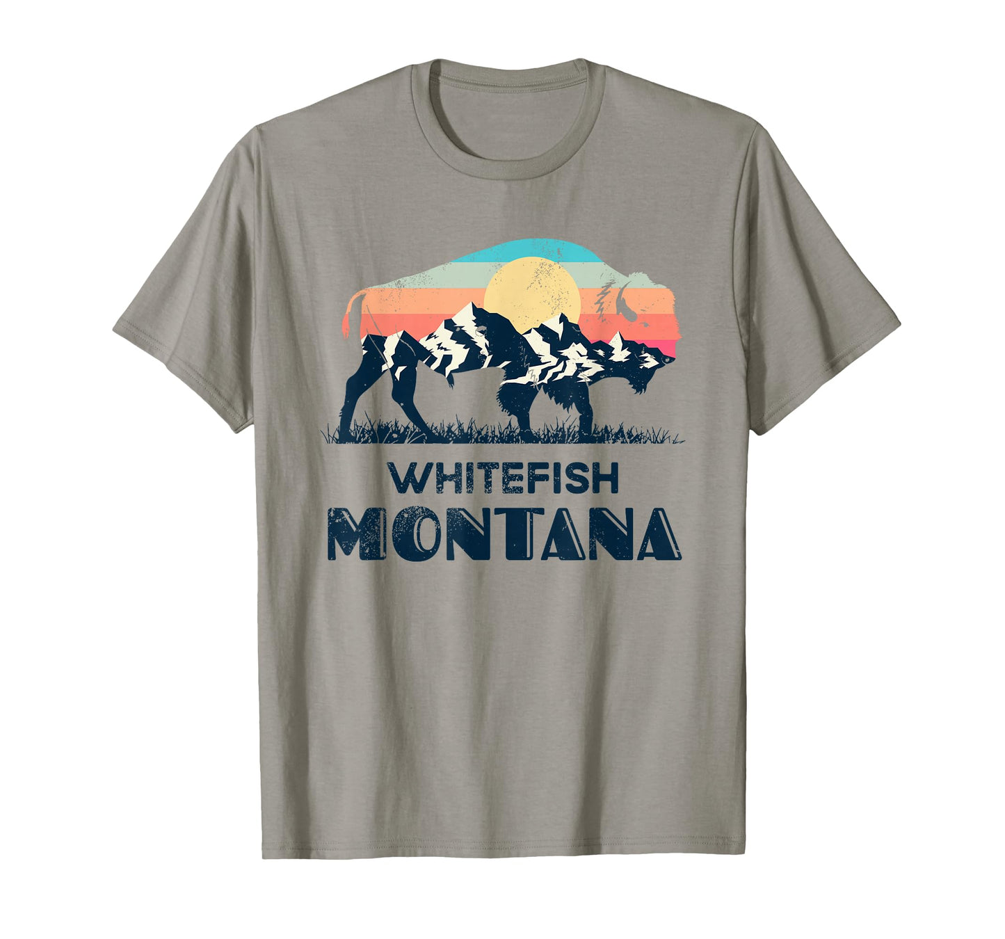 Whitefish Montana Vintage Hiking Bison Nature T-Shirt