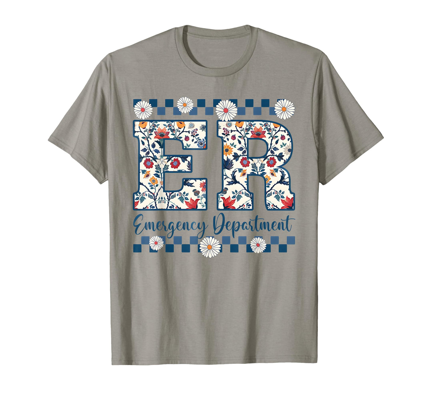 Floral ER Nurse Emergency Department Emergency Room RN T-Shirt