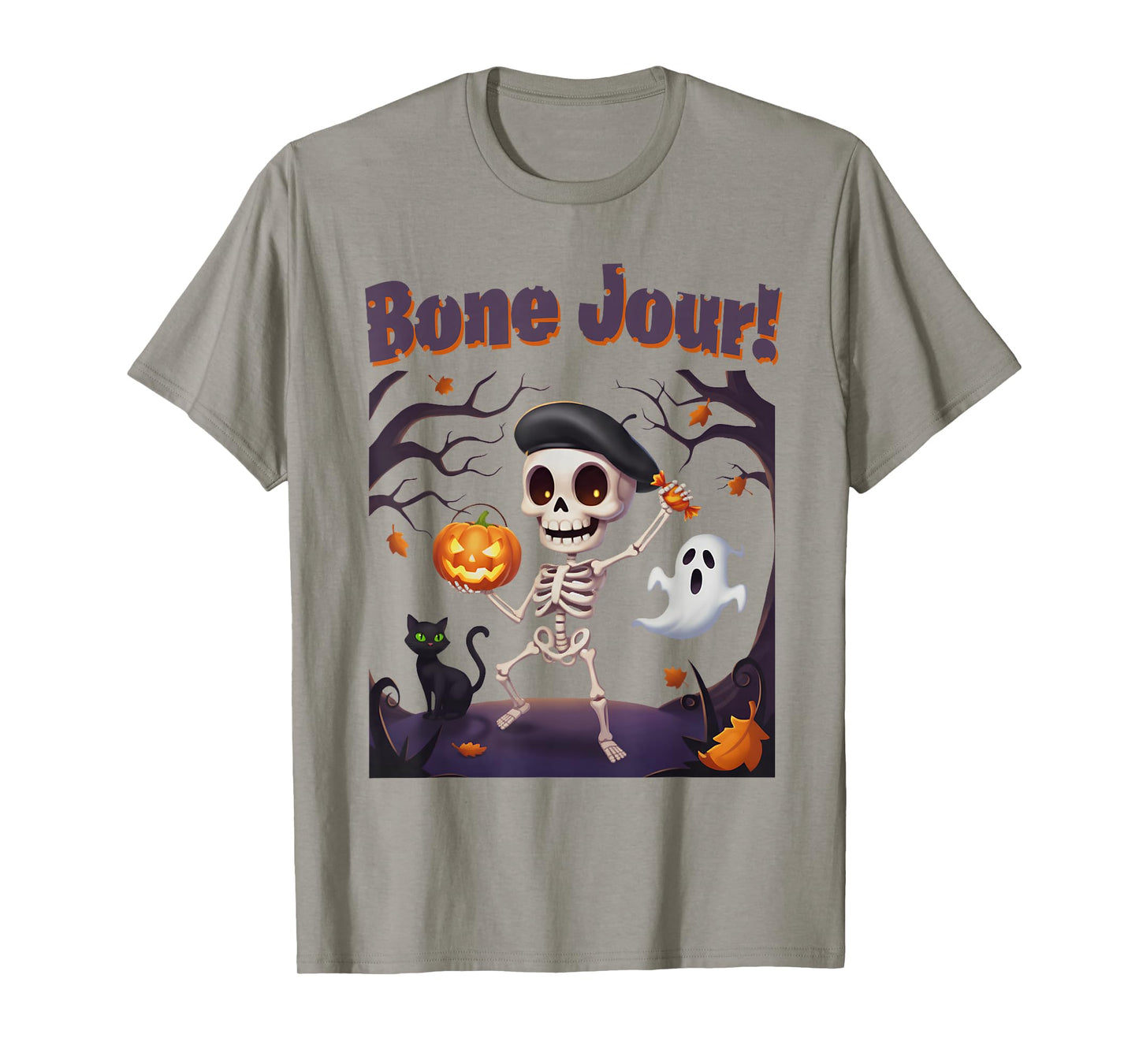 Skeleton Bone Jour Funny Halloween Autumn Vibes October T-Shirt