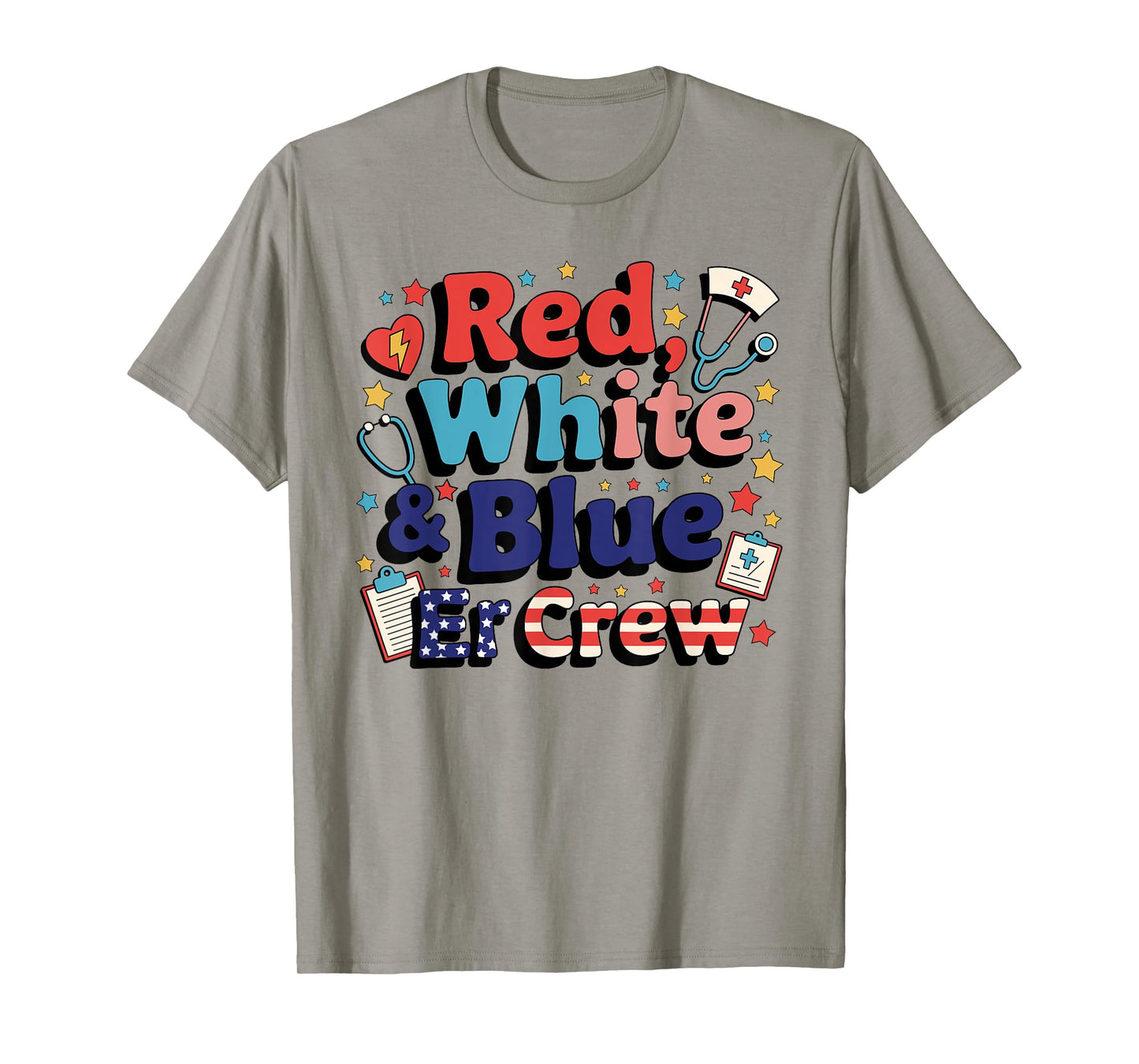 Retro Red White Blue Er Crew Emergency Room 4th Of July T-Shirt