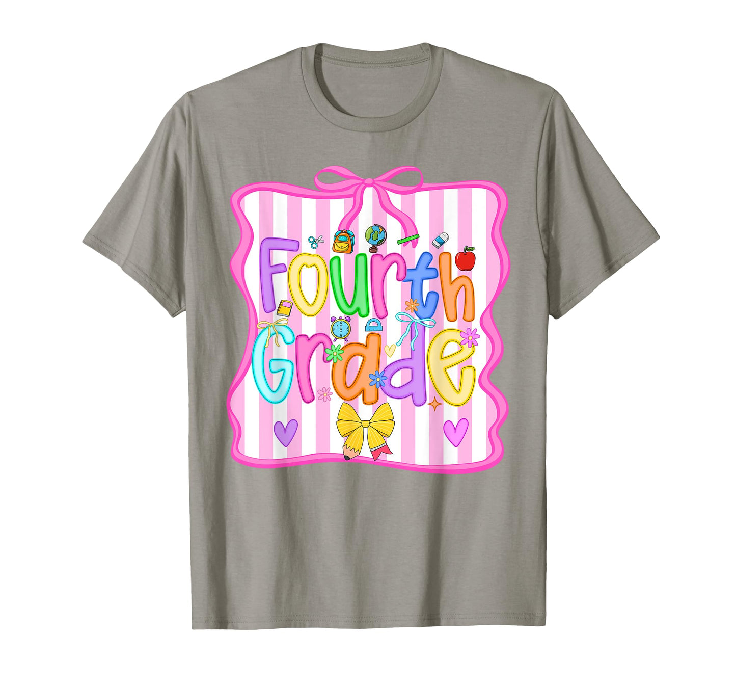 Back To School Fourth Grade Girls Bow 4th Grade Teacher Kids T-Shirt