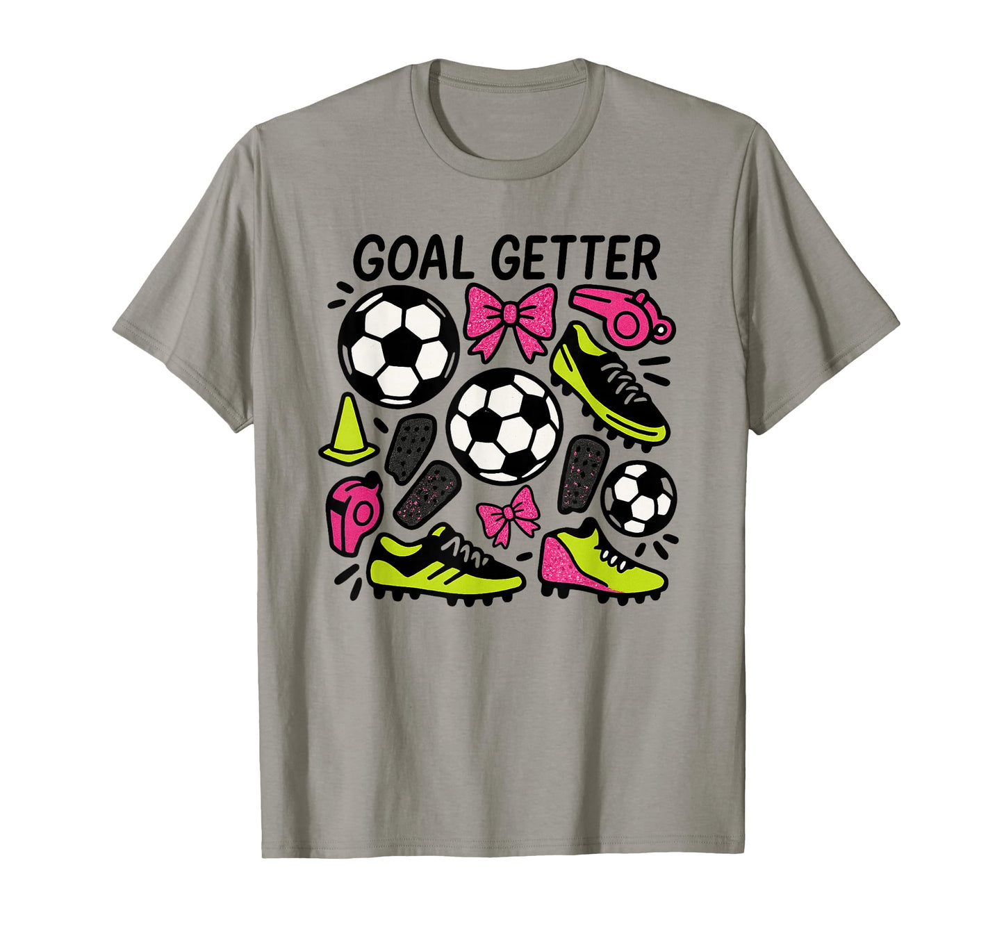 Goal Getter Coquette Soccer Design with Bows and Cleats T-Shirt