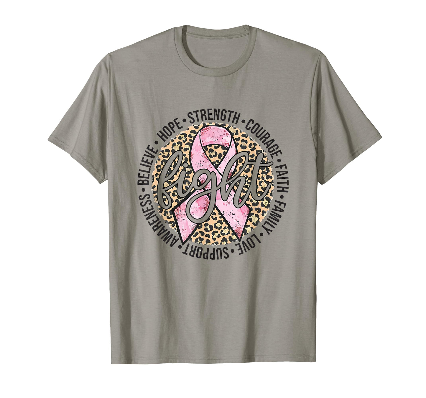 Leopard Cheetah Print Fight Breast Cancer Awareness Warrior T-Shirt