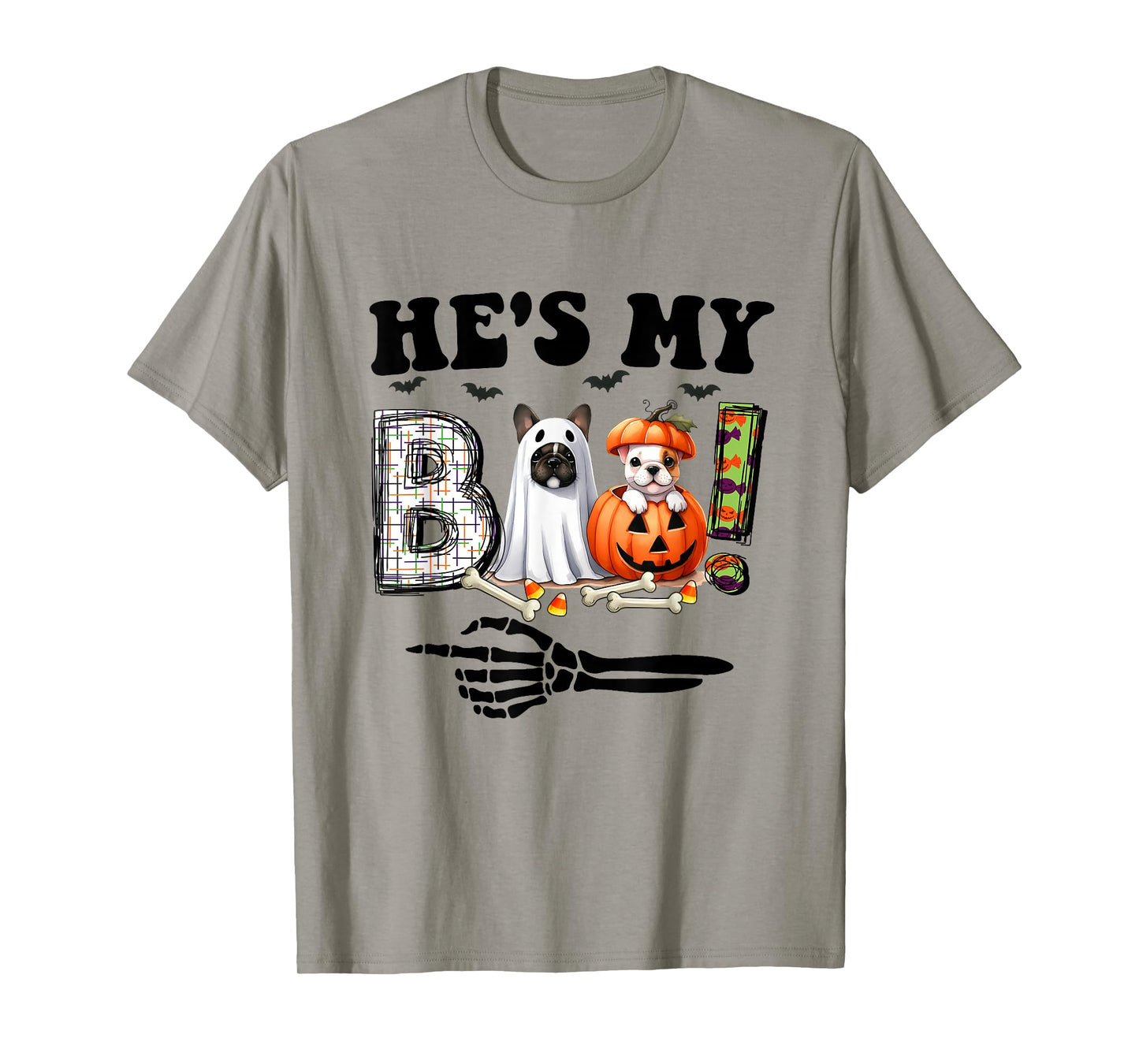 He's My Boo Skeleton Dog Couples Matching Couple Halloween T-Shirt