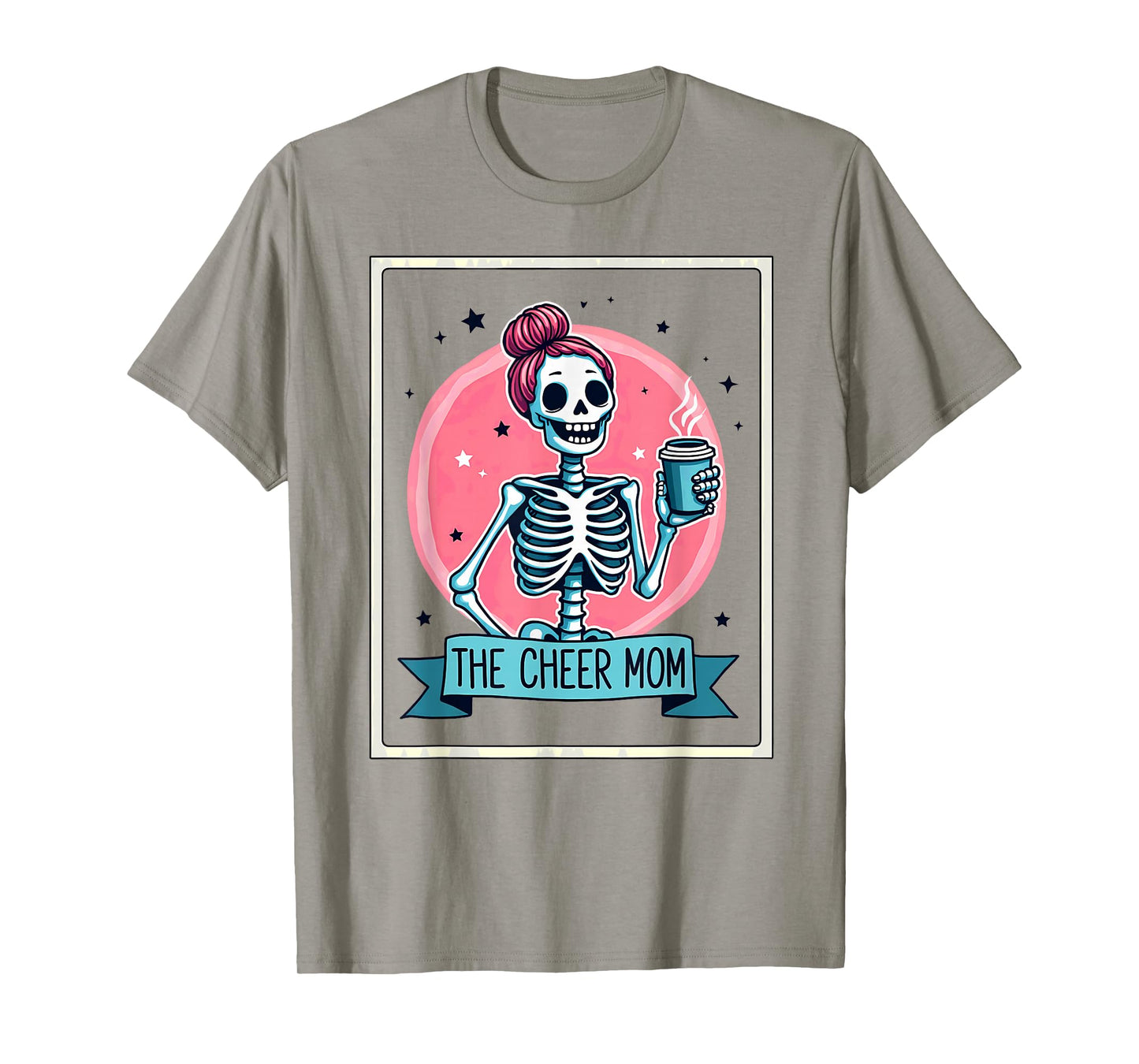 Tarot Card Cheerleader The Cheer Mom Messy Bun Skeleton T-Shirt
