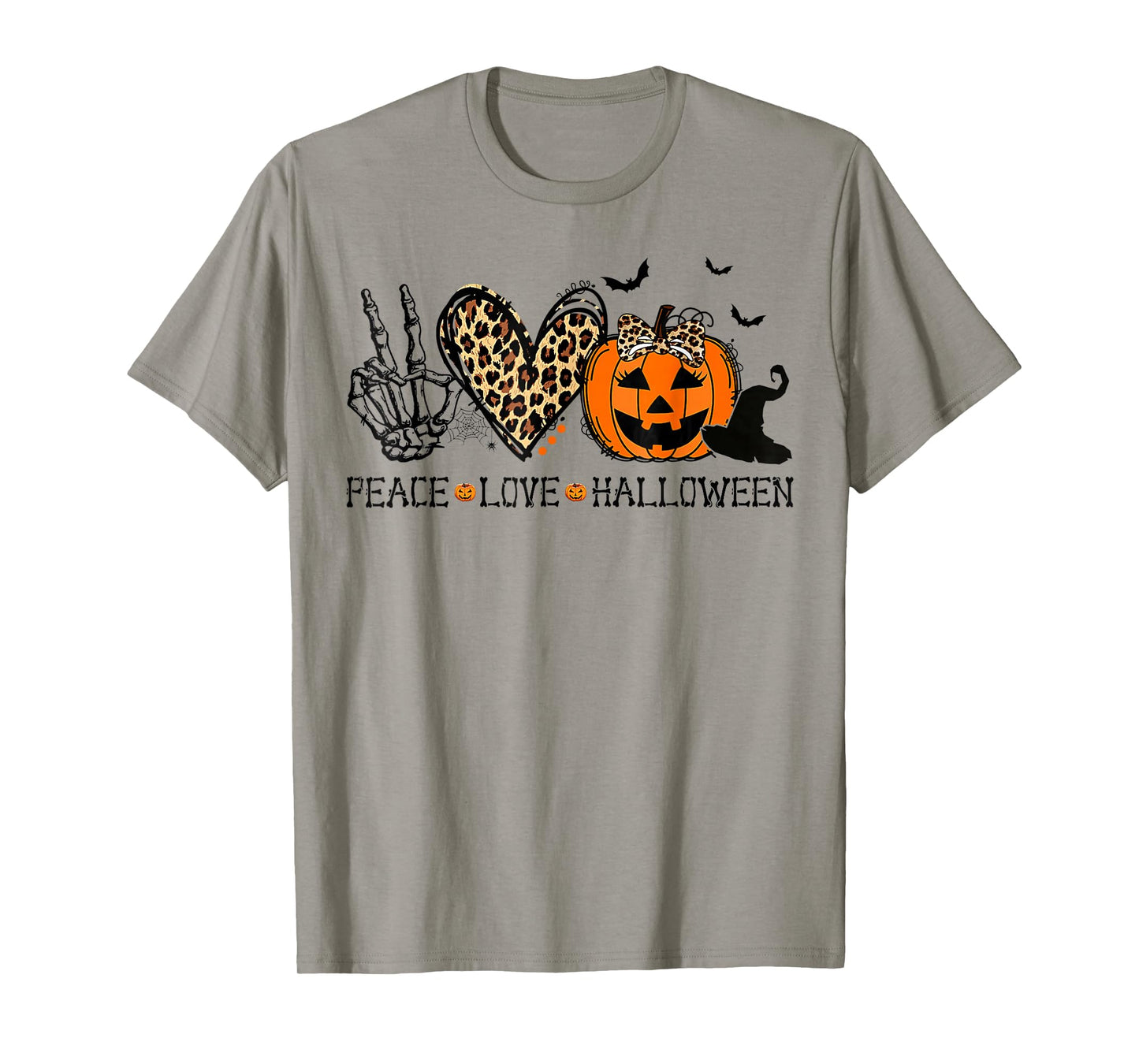 Peace Love Halloween Happy Halloween Pumpkin Leopard Heart T-Shirt