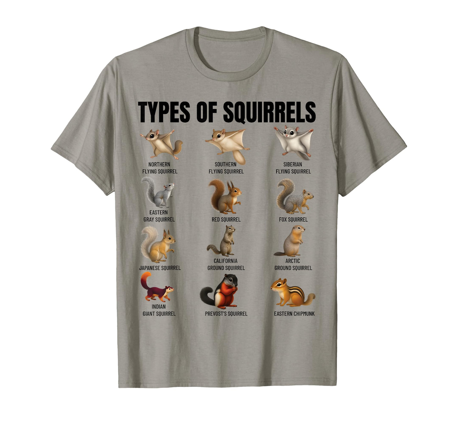 Types of Squirrels Identification Chart Species of Squirrels T-Shirt