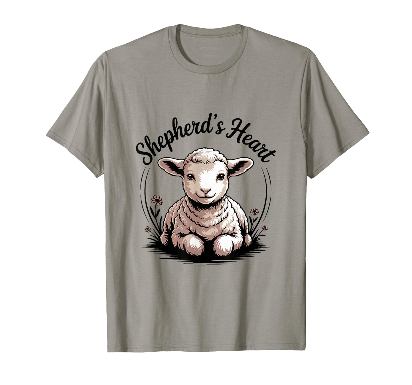 Shepherdโs Heart Christian Lamb with Faith Symbol of Care T-Shirt