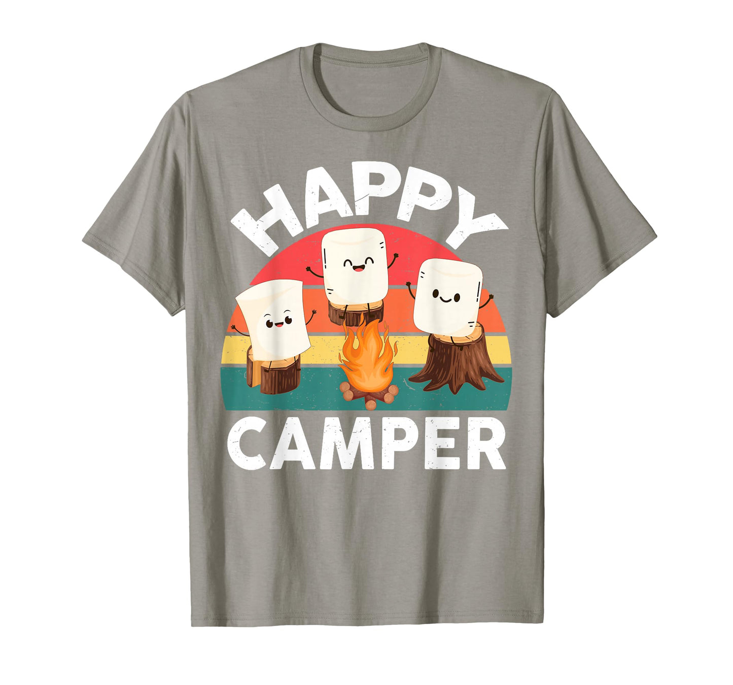 Happy Marshmallow Camper-Shirt Kids Toddler Boy Cute Camping T-Shirt