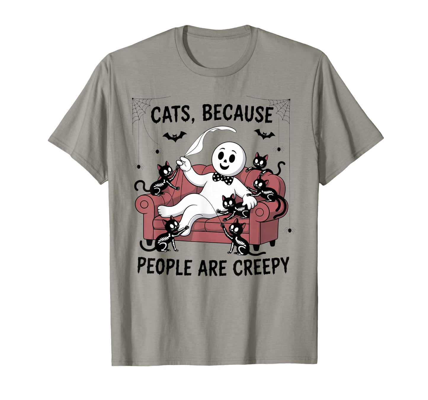 Cats Because People are Creepy Ghost Halloween Cat Mom Kids T-Shirt