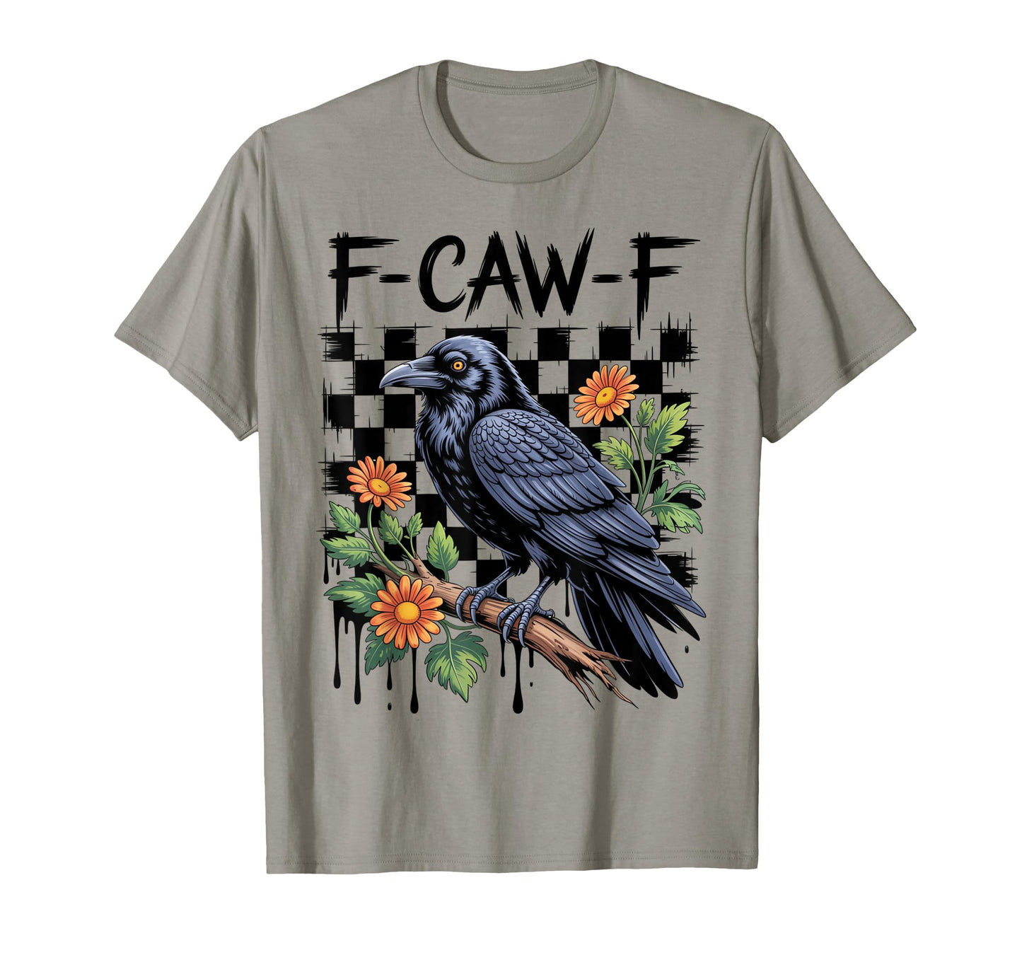 Black Crow F-Caw-F Funny Gothic Bird Moon Adult Humor T-Shirt