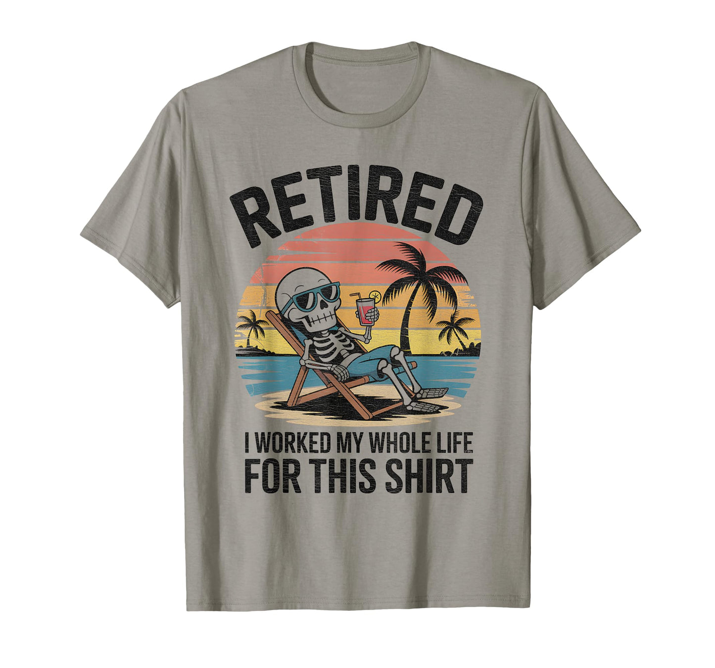 Retro Retired Skeleton Funny Vacation Retirement T-Shirt