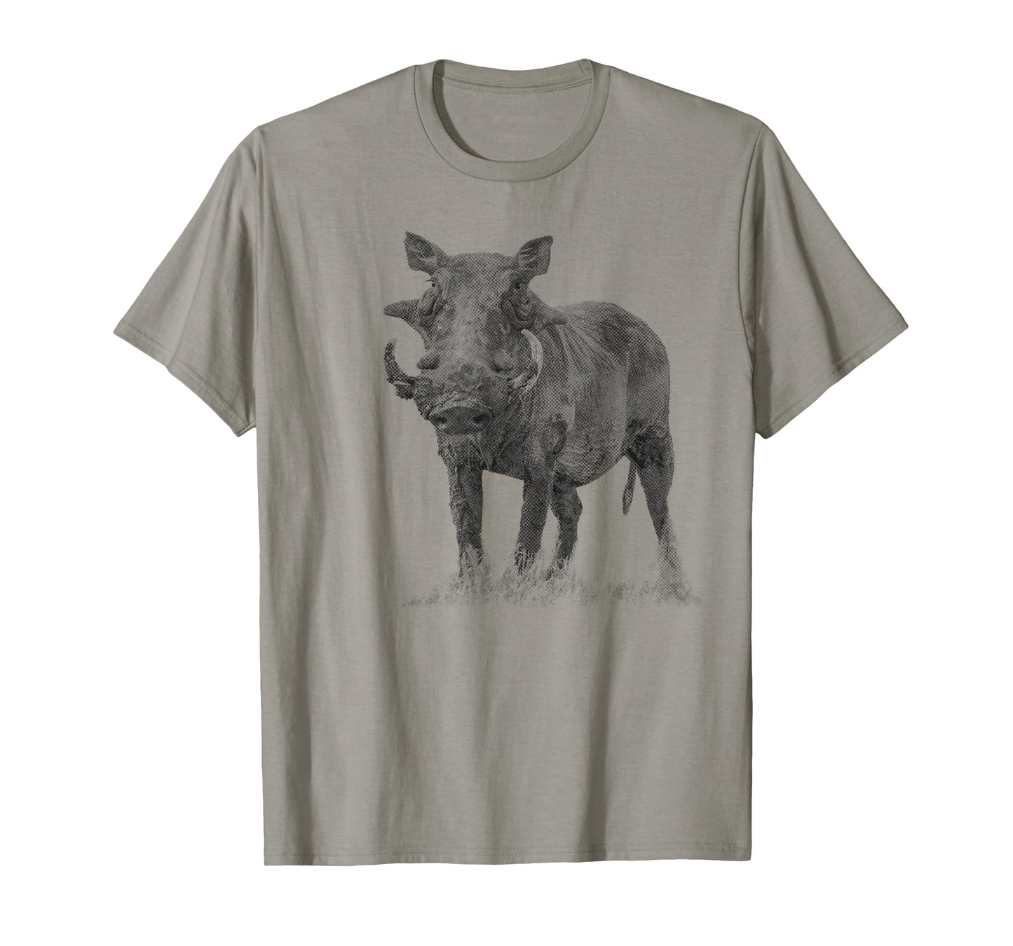 SM's Wild for Africa Apparel Warthog Boar Full Figure Artwork Unisex-Adults T-Shirt Grey Small Animal Print T-Shirt