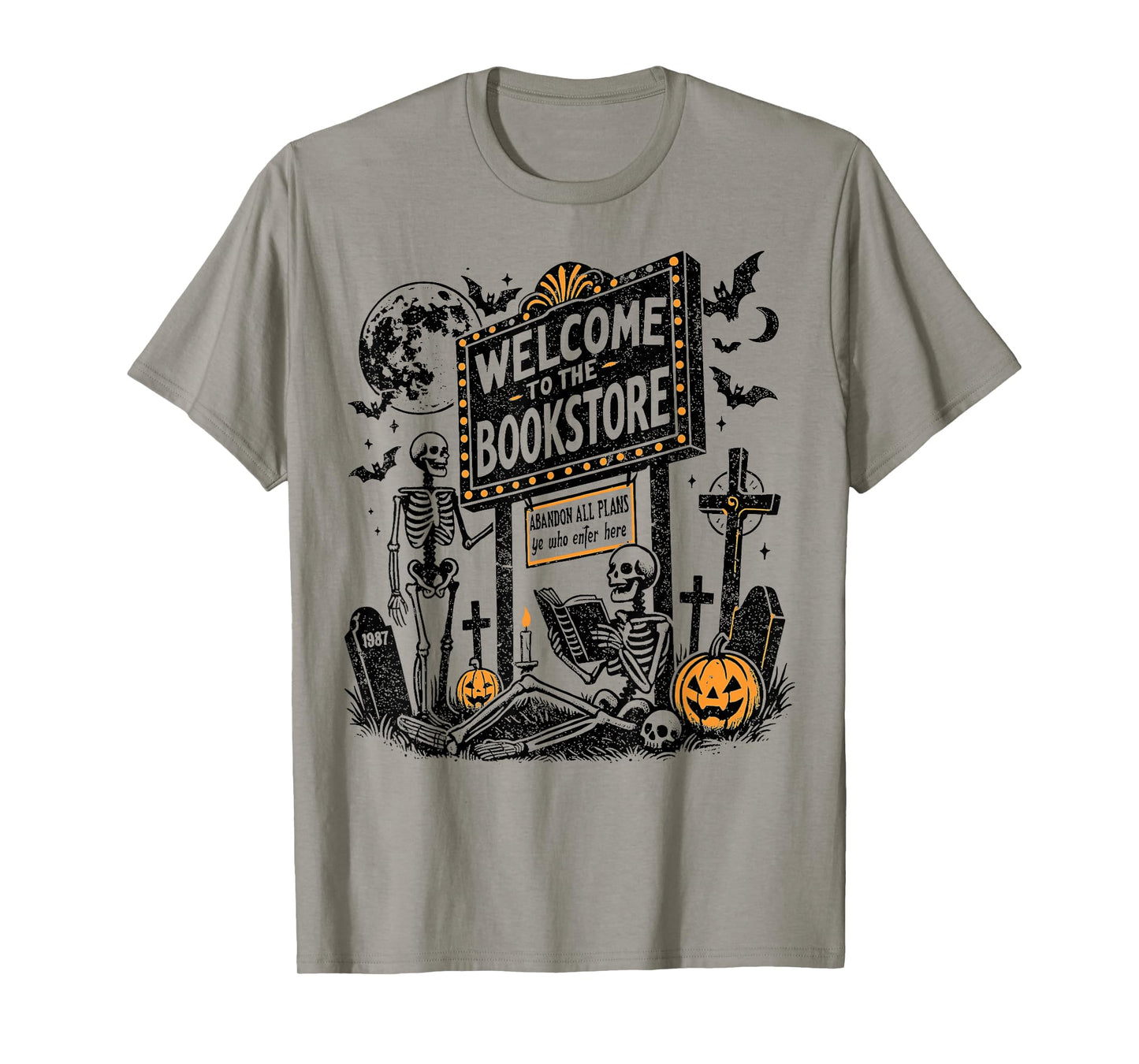 Welcome to The Bookstore Skeleton, Spooky Season Goth Snarky T-Shirt