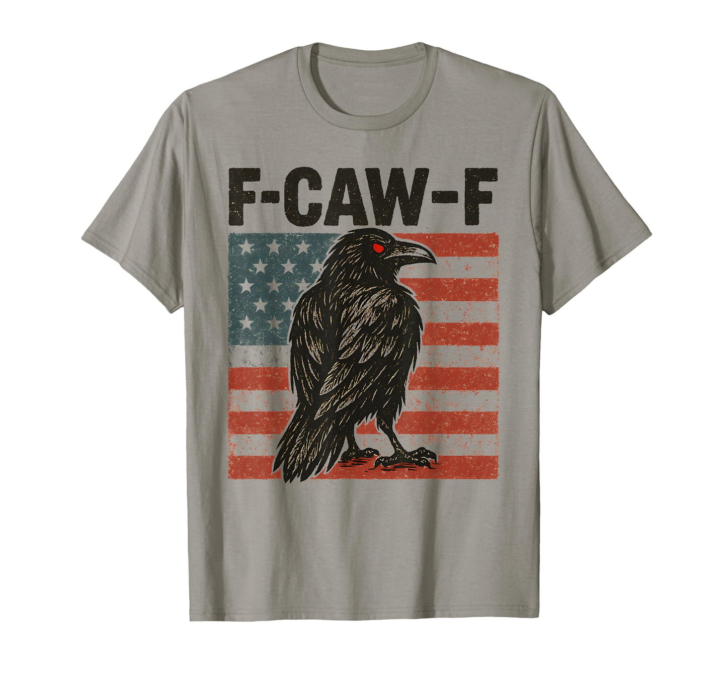F Caw F Crow Vintage American Flag Fcawf Raven Bird Fawk Off T-Shirt