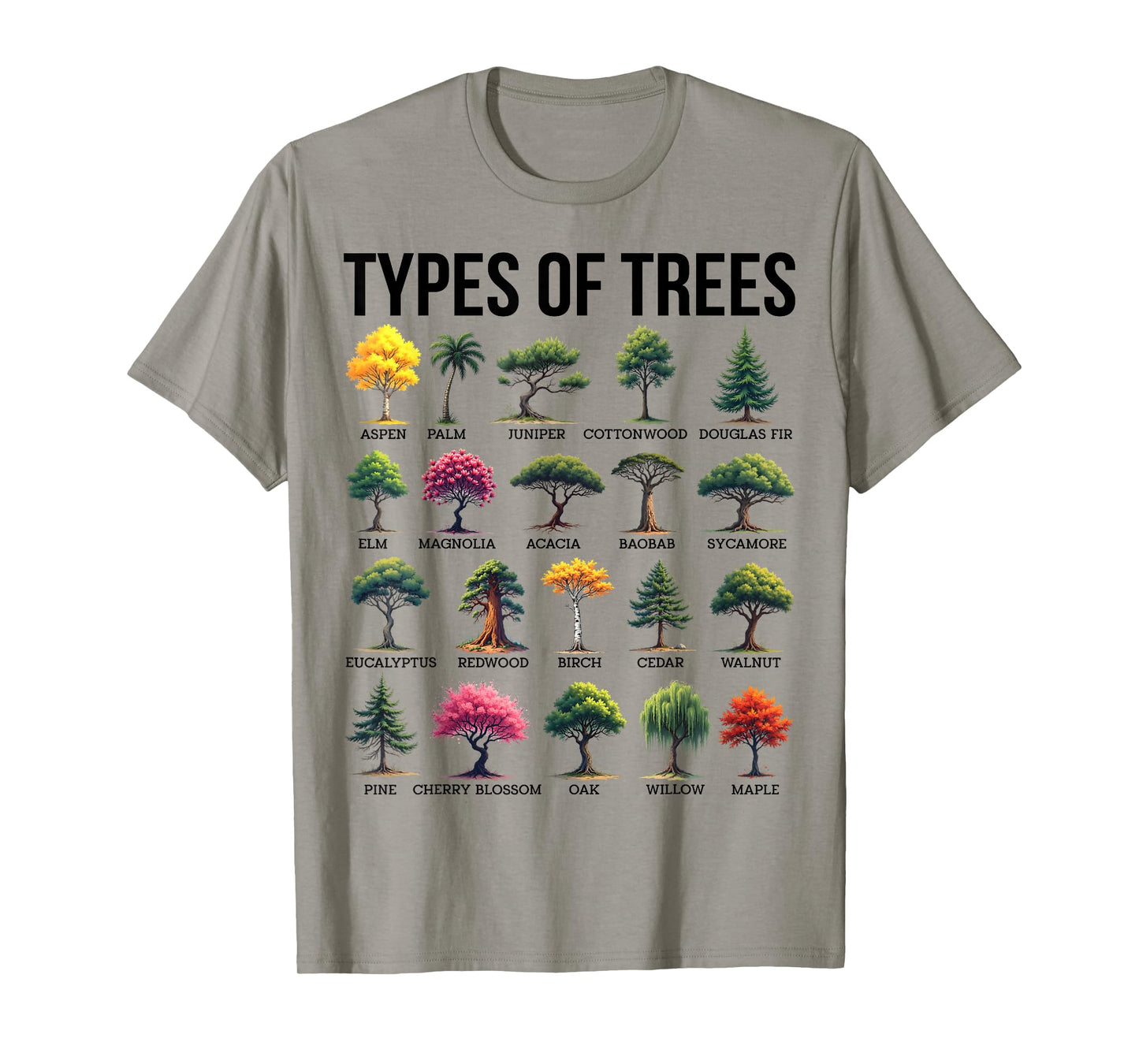 Types Of Trees Different Tree Species Dendrology Environment T-Shirt