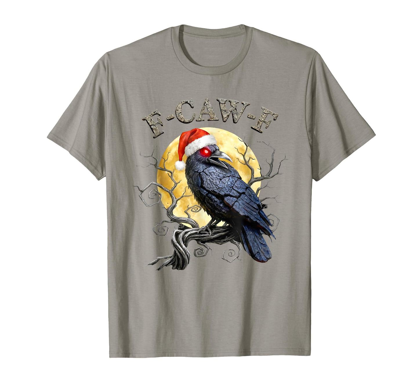 Funny Crow F-CAW-F Black Bird, Gothic Christmas Santa Hat T-Shirt