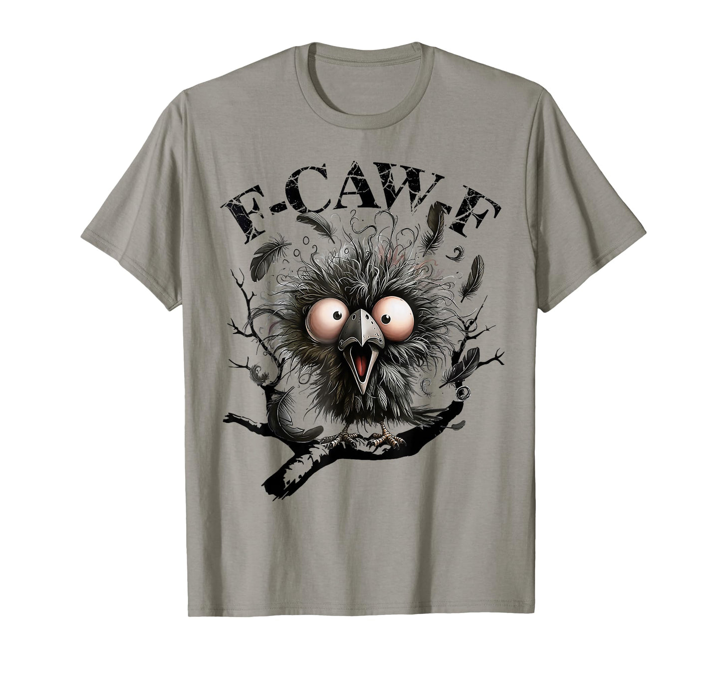 F-Caw-F Black Crow Bird Retro Vintage Gothic Moon T-Shirt