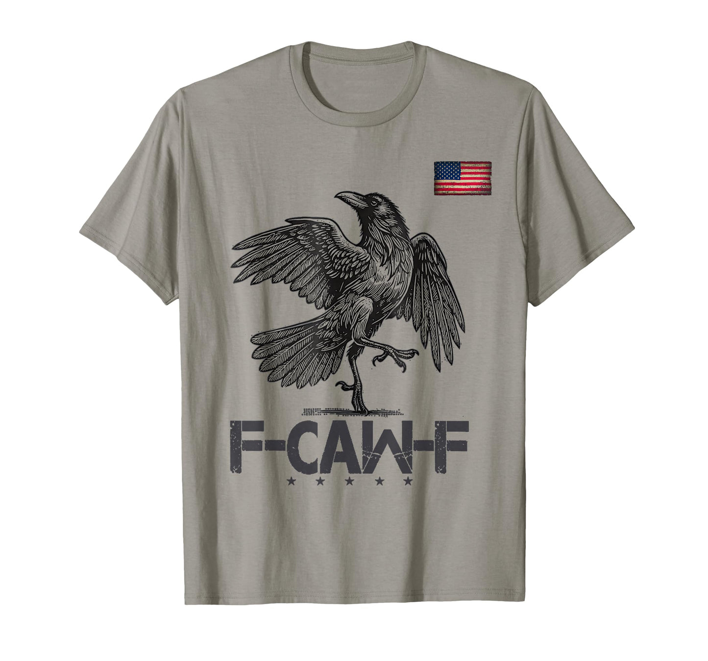 Funny F CAW F Crow Black Bird USA Vintage Flag (On Back) T-Shirt