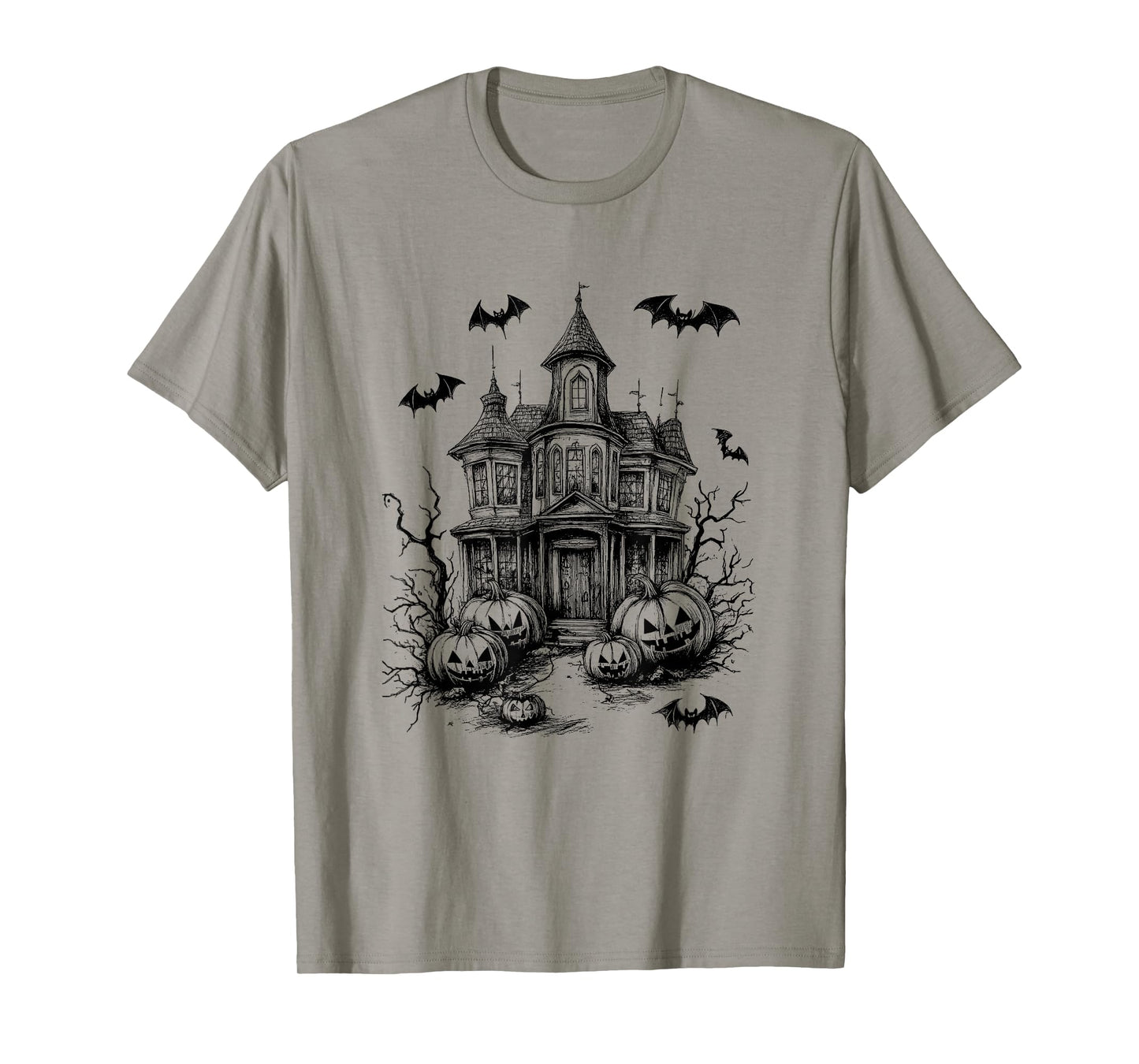 Scary Halloween House Spooky Season Bats Pumpkins Costume T-Shirt