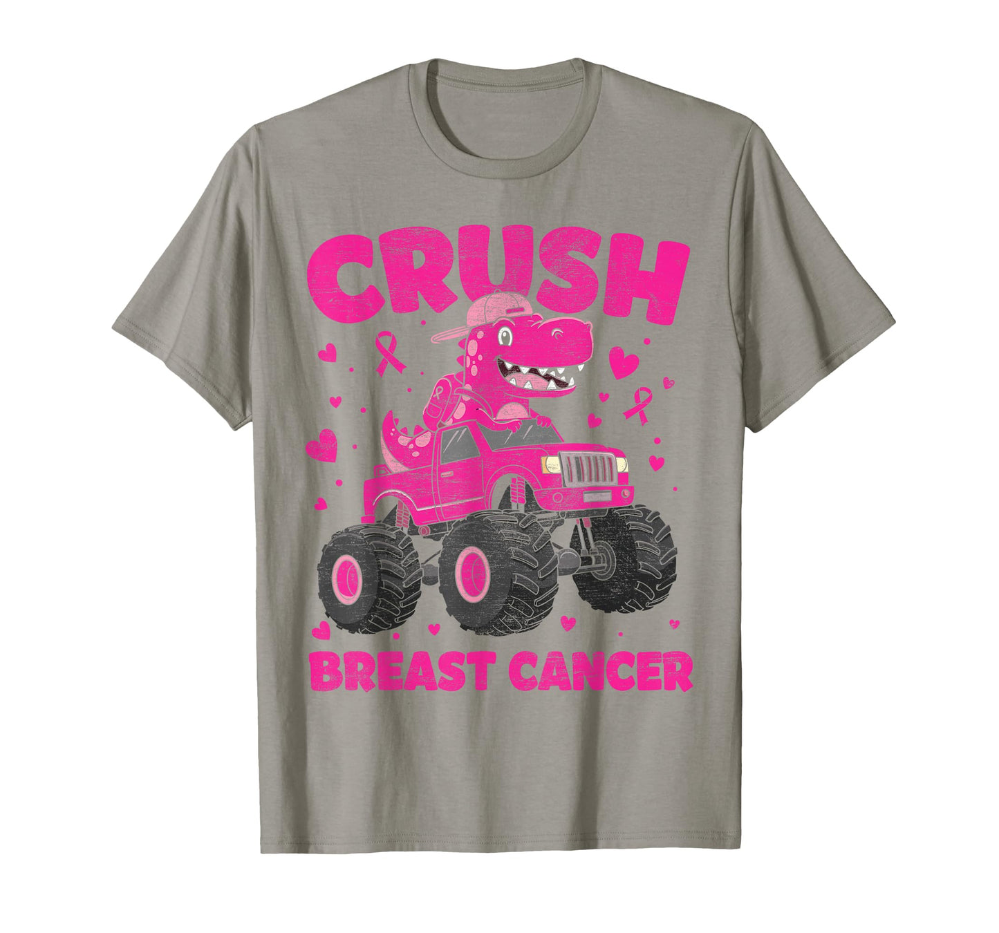 Crush Breast Cancer Awareness Monster Truck Toddler Boy Kids T-Shirt