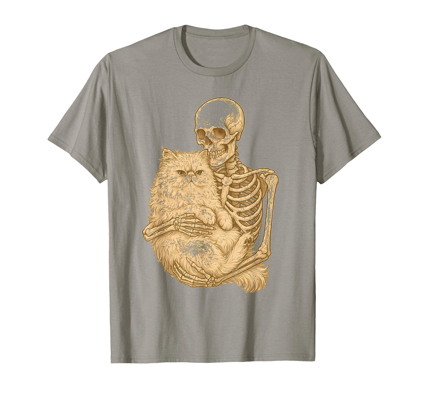Skeleton Hugging Persian Cat T-Shirt