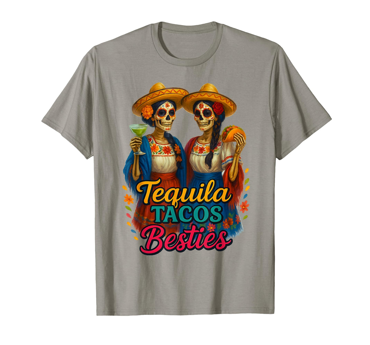Tacos Tequila and Besties Margarita Girls Trip Cinco De Mayo T-Shirt