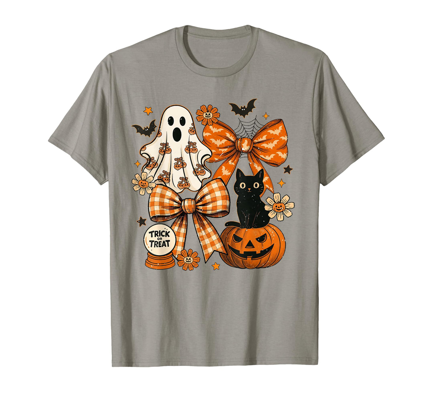Coquette Ghost Pumpkin Halloween Black Cat Spooky Season T-Shirt