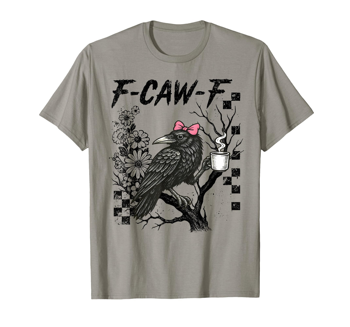 F-Caw-F Black Crow Pun Funny Bird Cawing Grunge Halloween T-Shirt