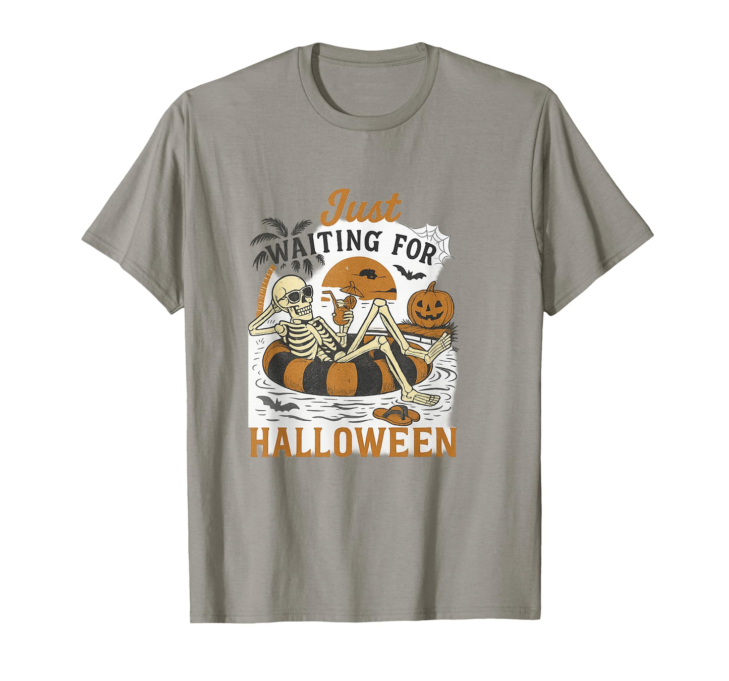 Waiting for Halloween Skeleton Fun Pool Party T-Shirt