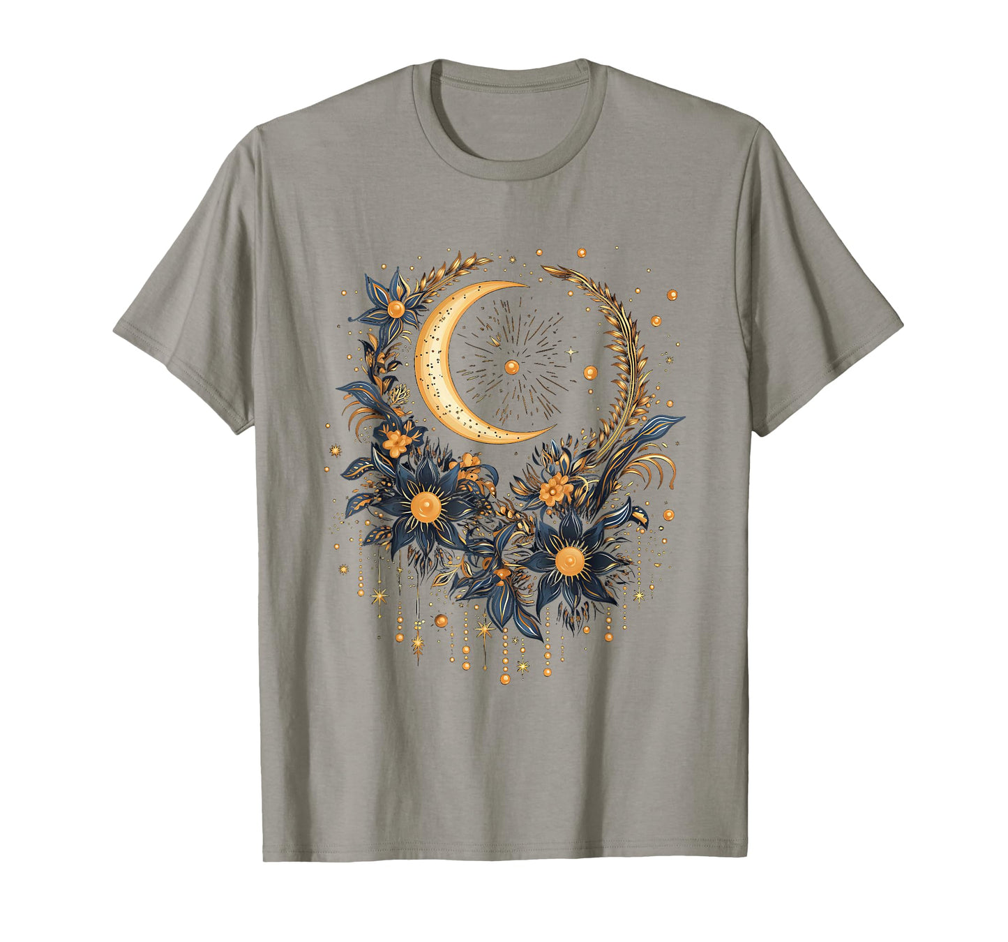 mystic sun and moon woman mystical flowers aesthetic T-Shirt