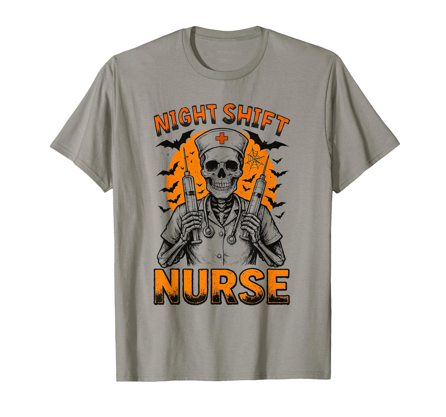 RN ICU Night Shift Nurse Skeleton Halloween Costume Women T-Shirt