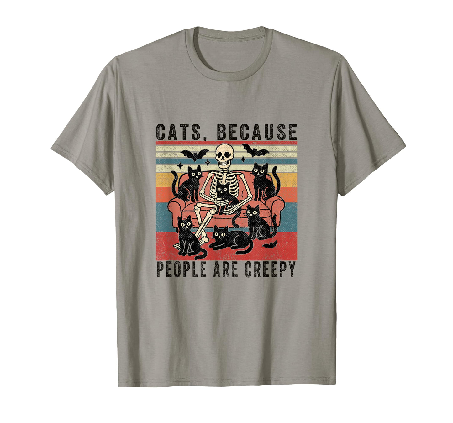 Cats Because People are Creepy Ghost Halloween Cat Mom Kids T-Shirt