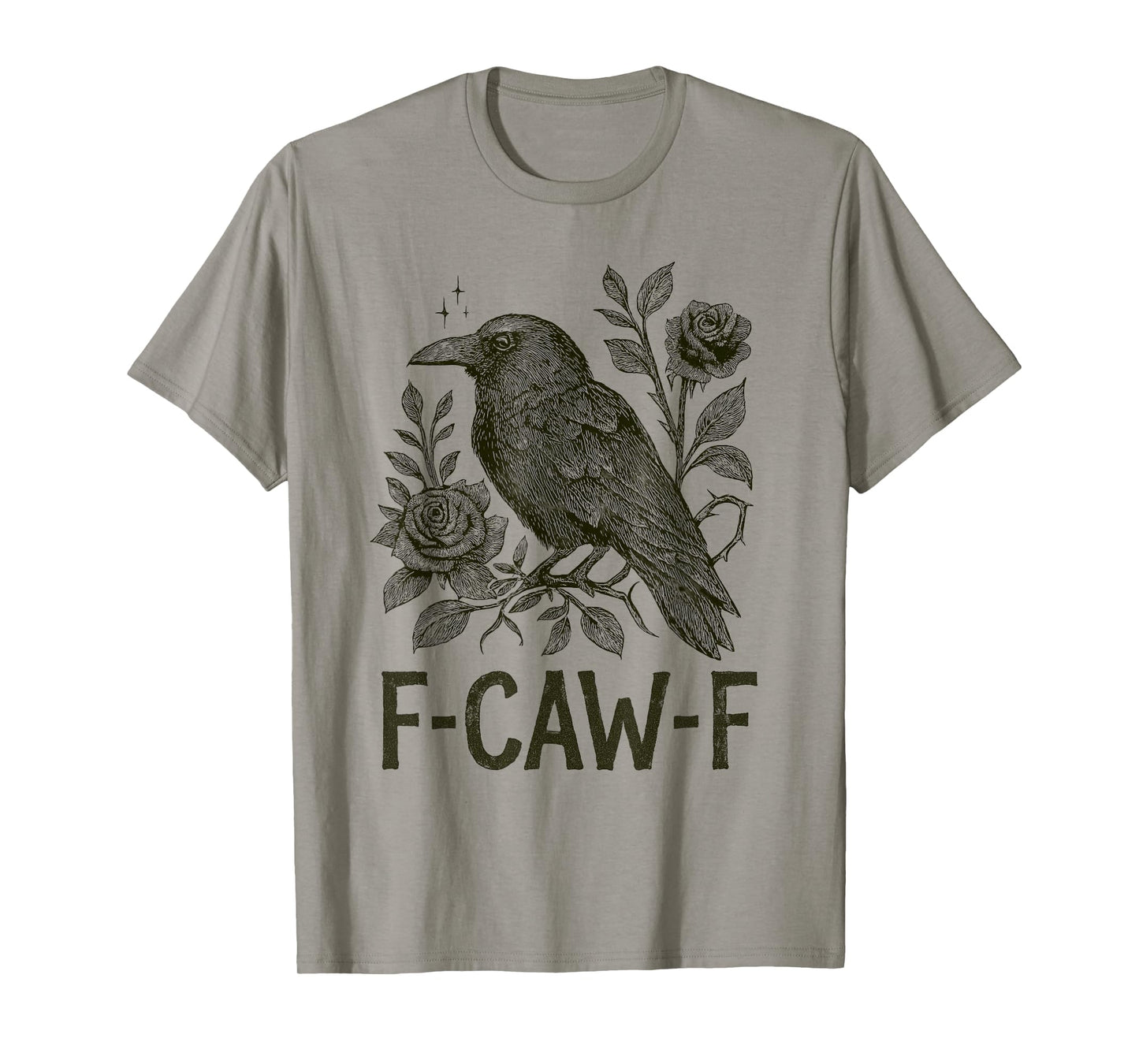 Womens F-caw-f Crow Gothic Floral T-Shirt