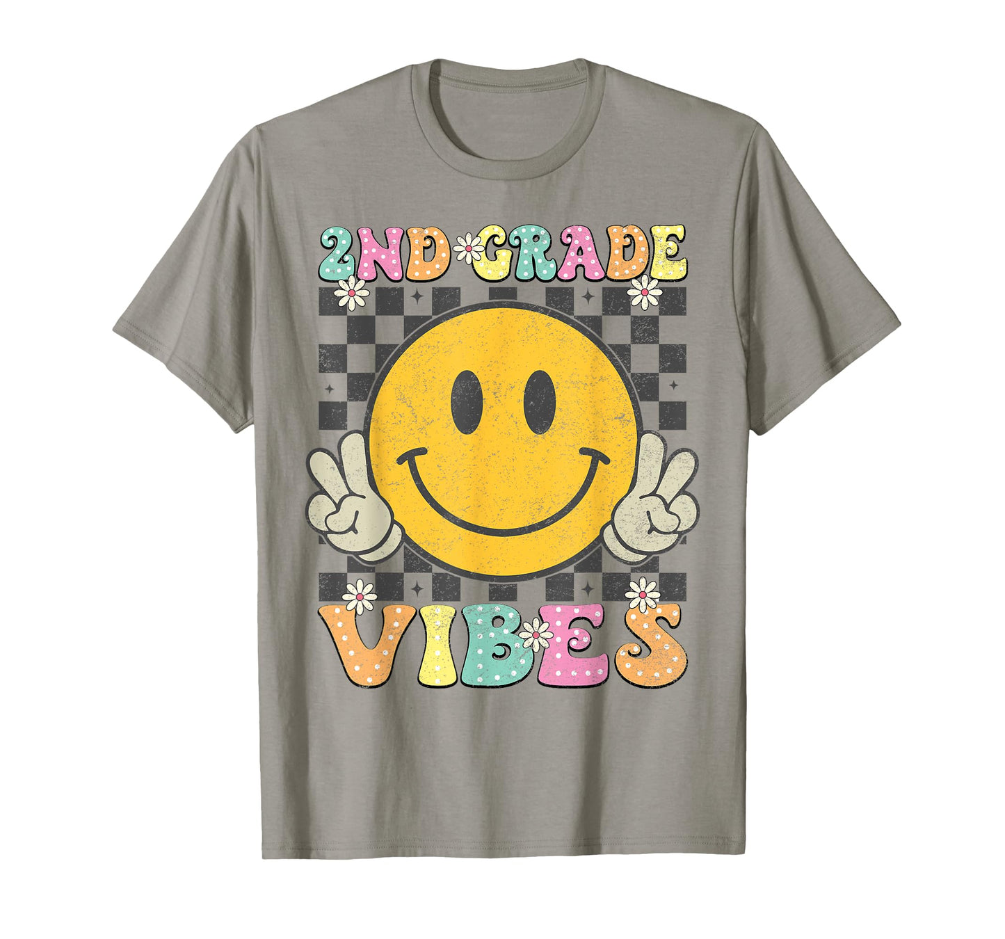 Girls 2nd Grade Vibes Smile Face Back to School Second Grade T-Shirt