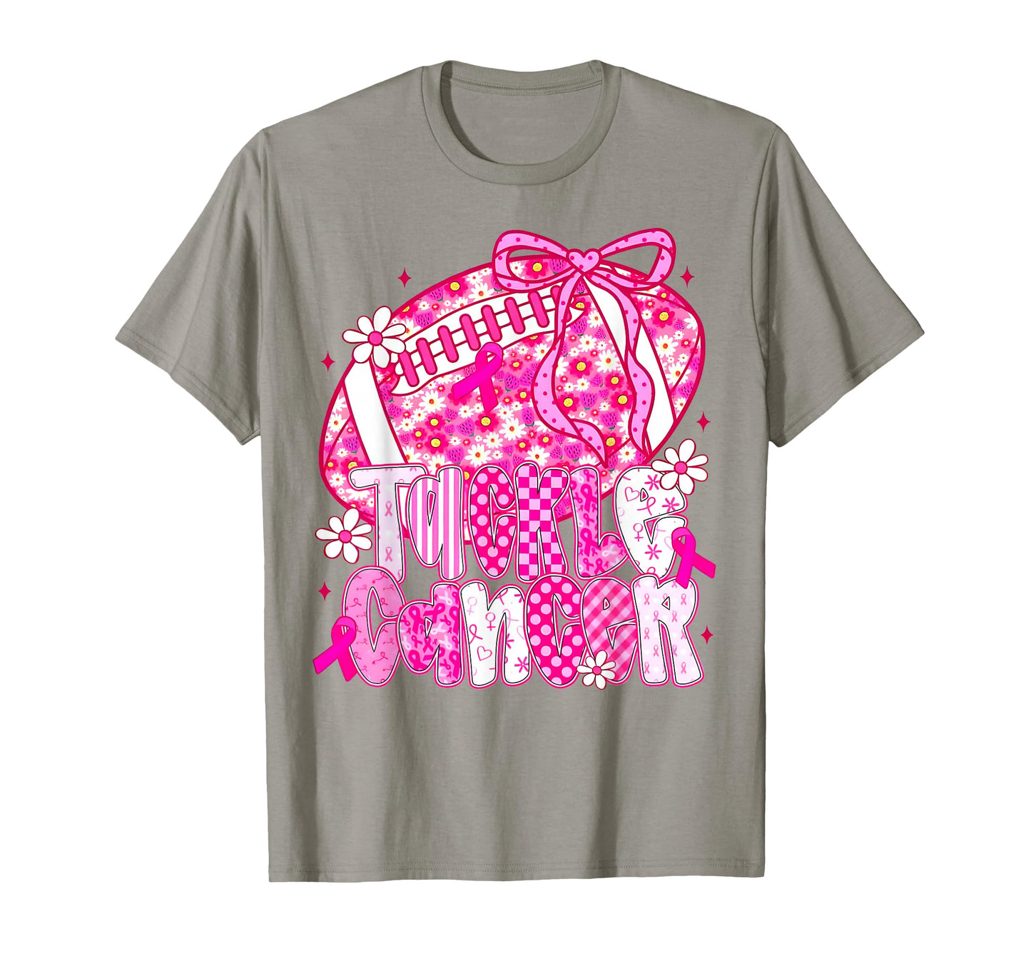 Tackle Breast Cancer Awareness American Football Bow Womens T-Shirt