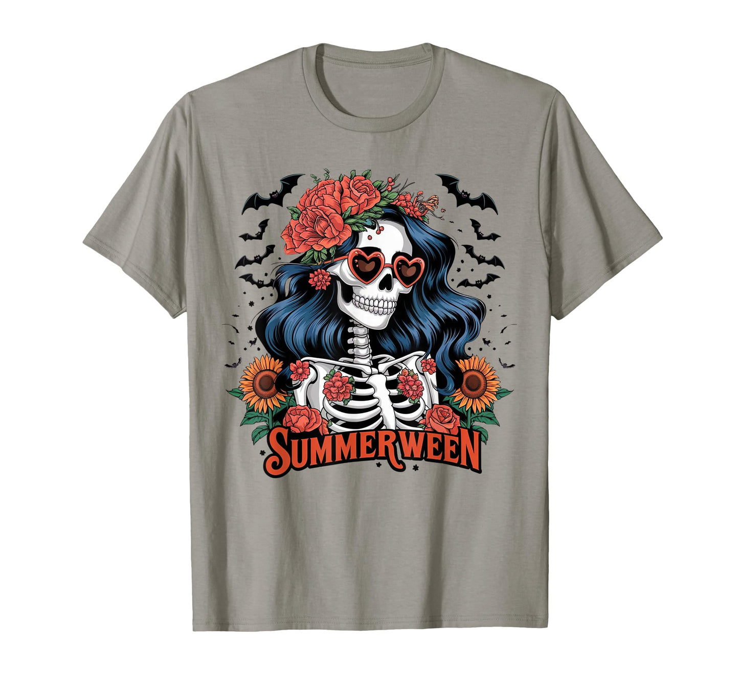 Summerween Halloween Theme Summer Skeleton Woman Mysterious T-Shirt