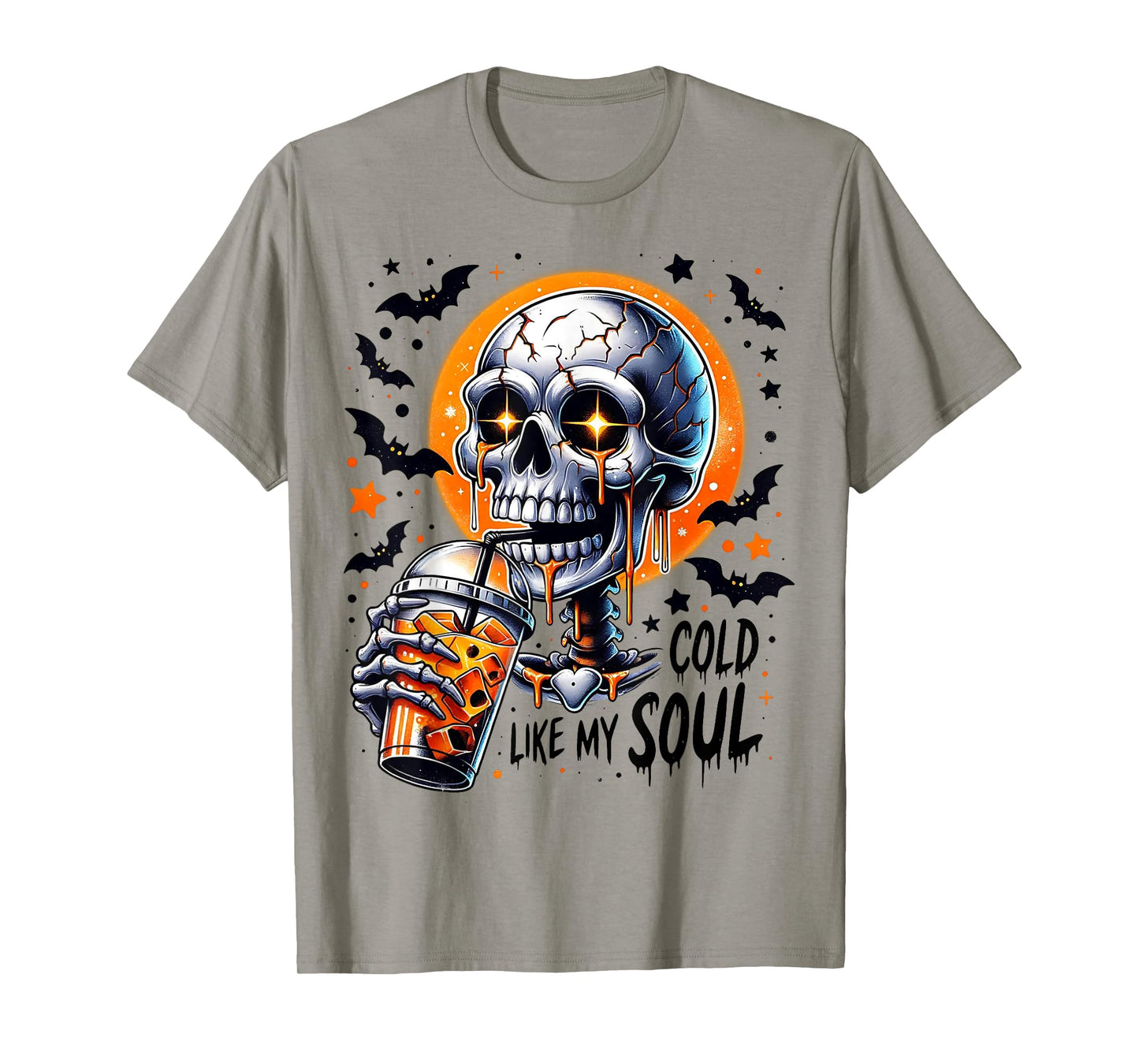 Cold Like My Soul Halloween Spooky Skeleton Drinking Coffee T-Shirt