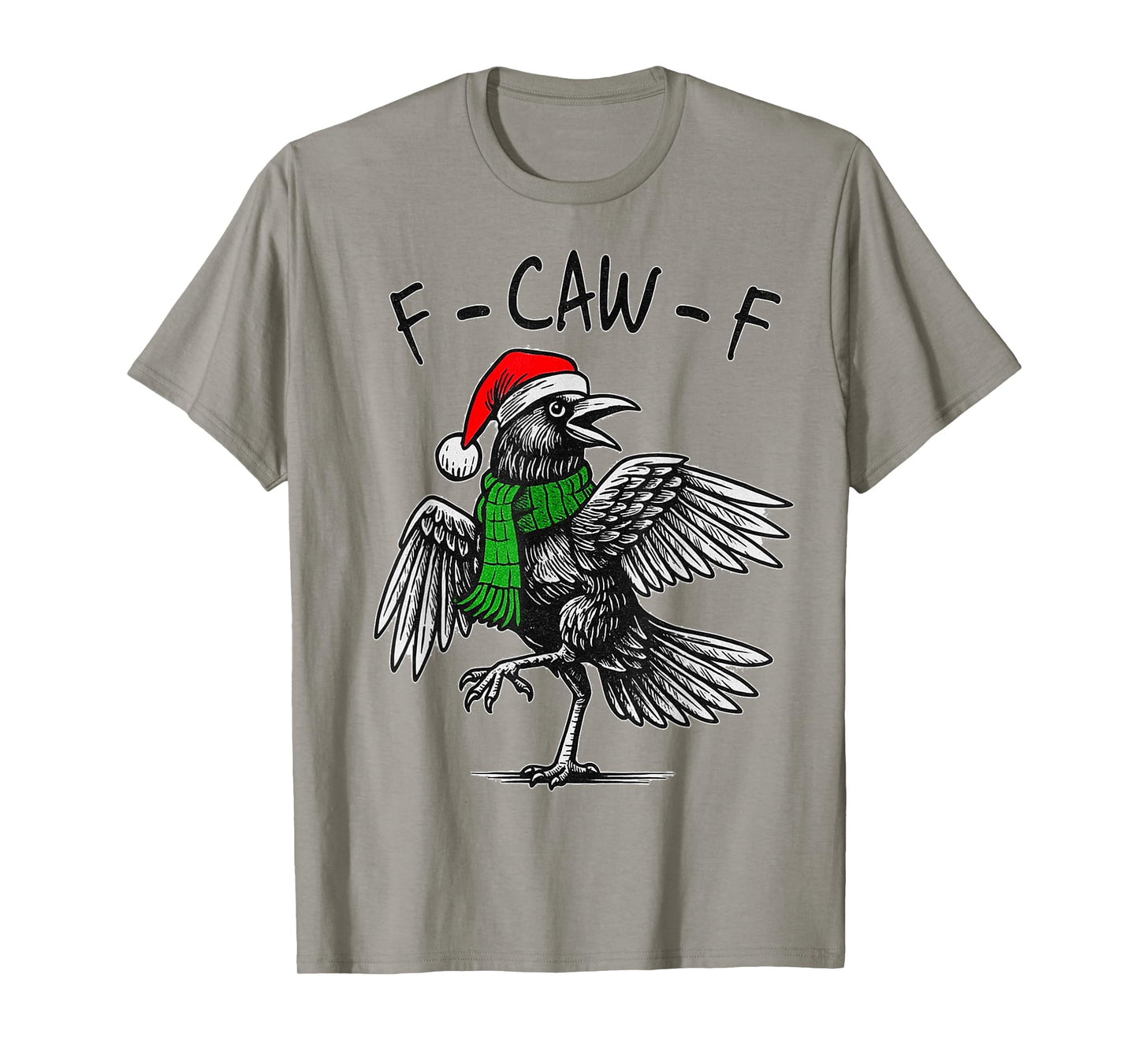 Funny Gothic Crow F-CAW-F Christmas Santa Black Bird T-Shirt