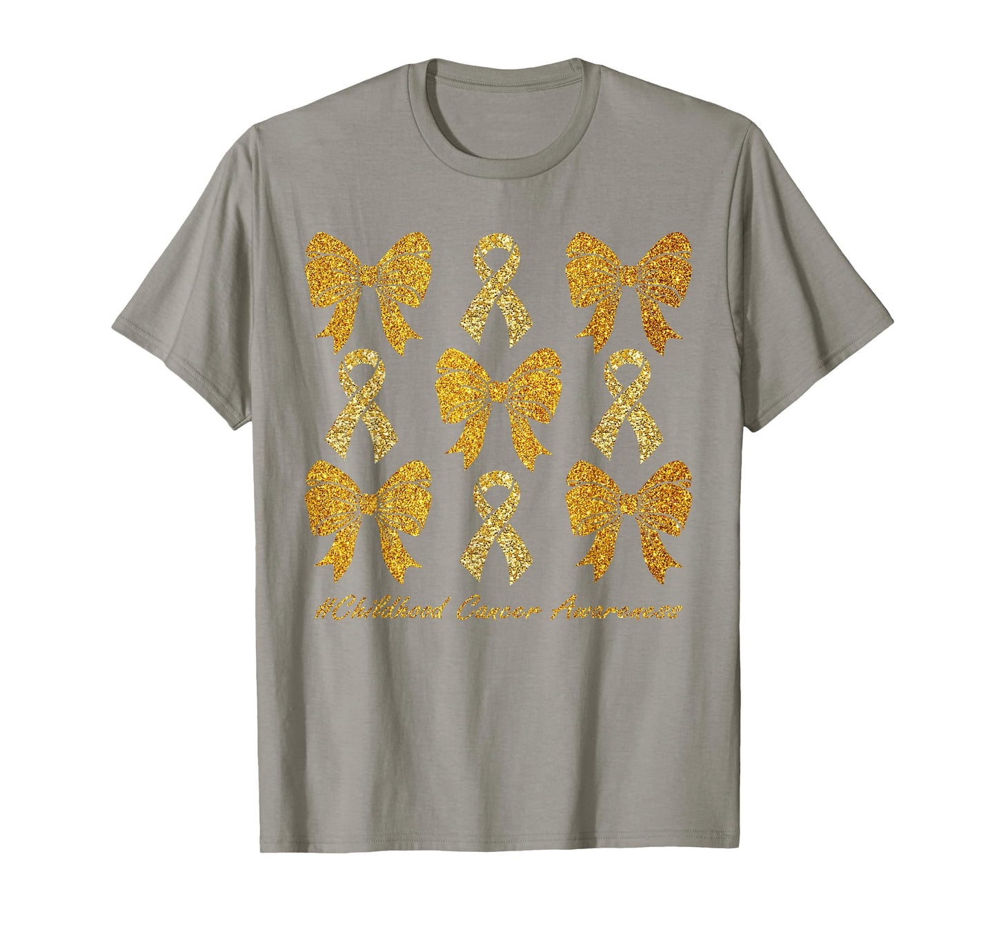 Cute Gold Bow Coquette Childhood Cancer Awareness Woman Girl T-Shirt