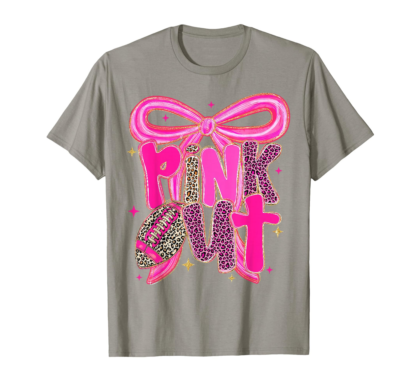 Pink Out Breast Cancer Awareness Football Bow Aesthetic T-Shirt
