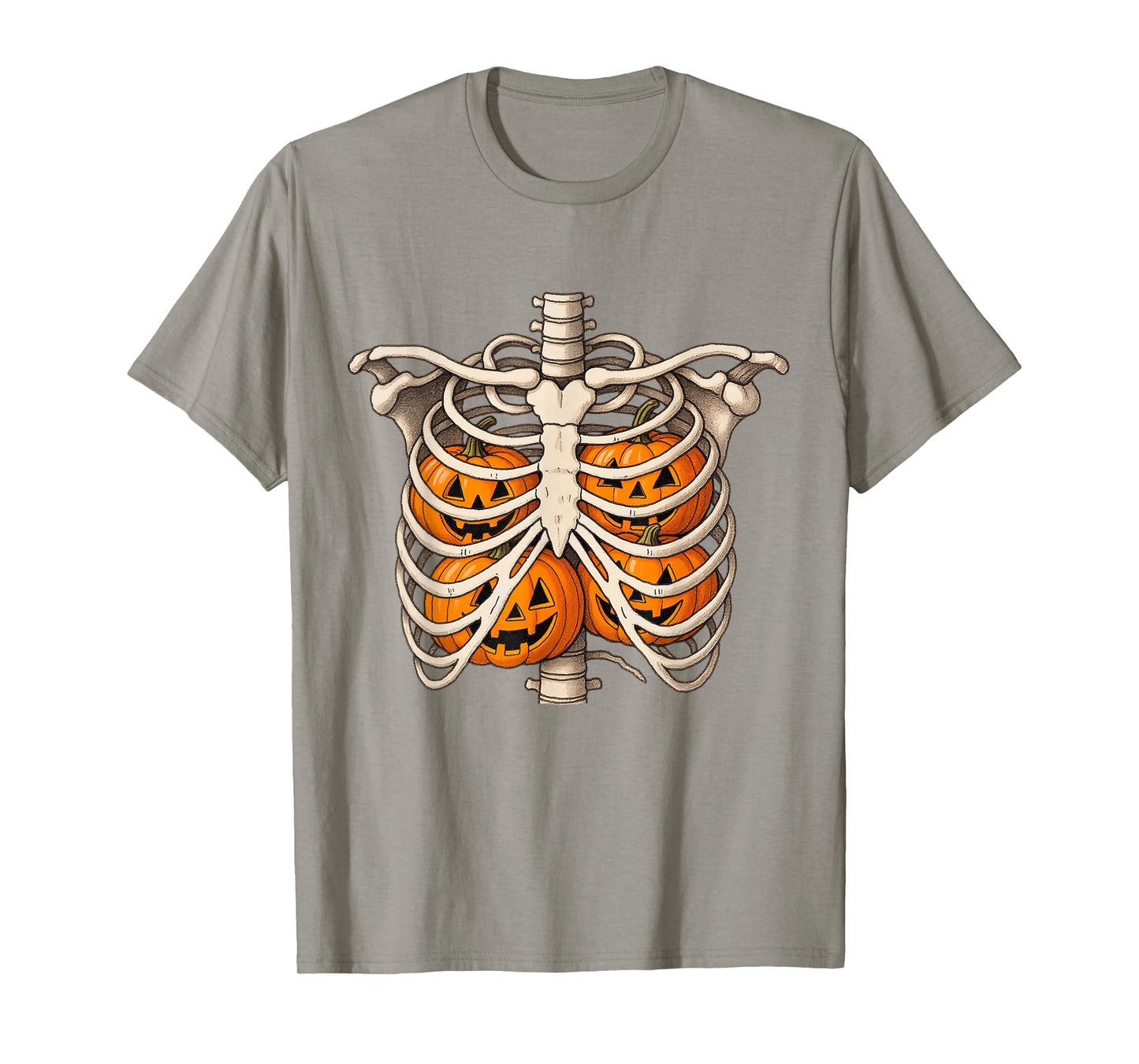 Ribcage Pumpkins Halloween Skeleton Spooky Season Fall Vibes T-Shirt