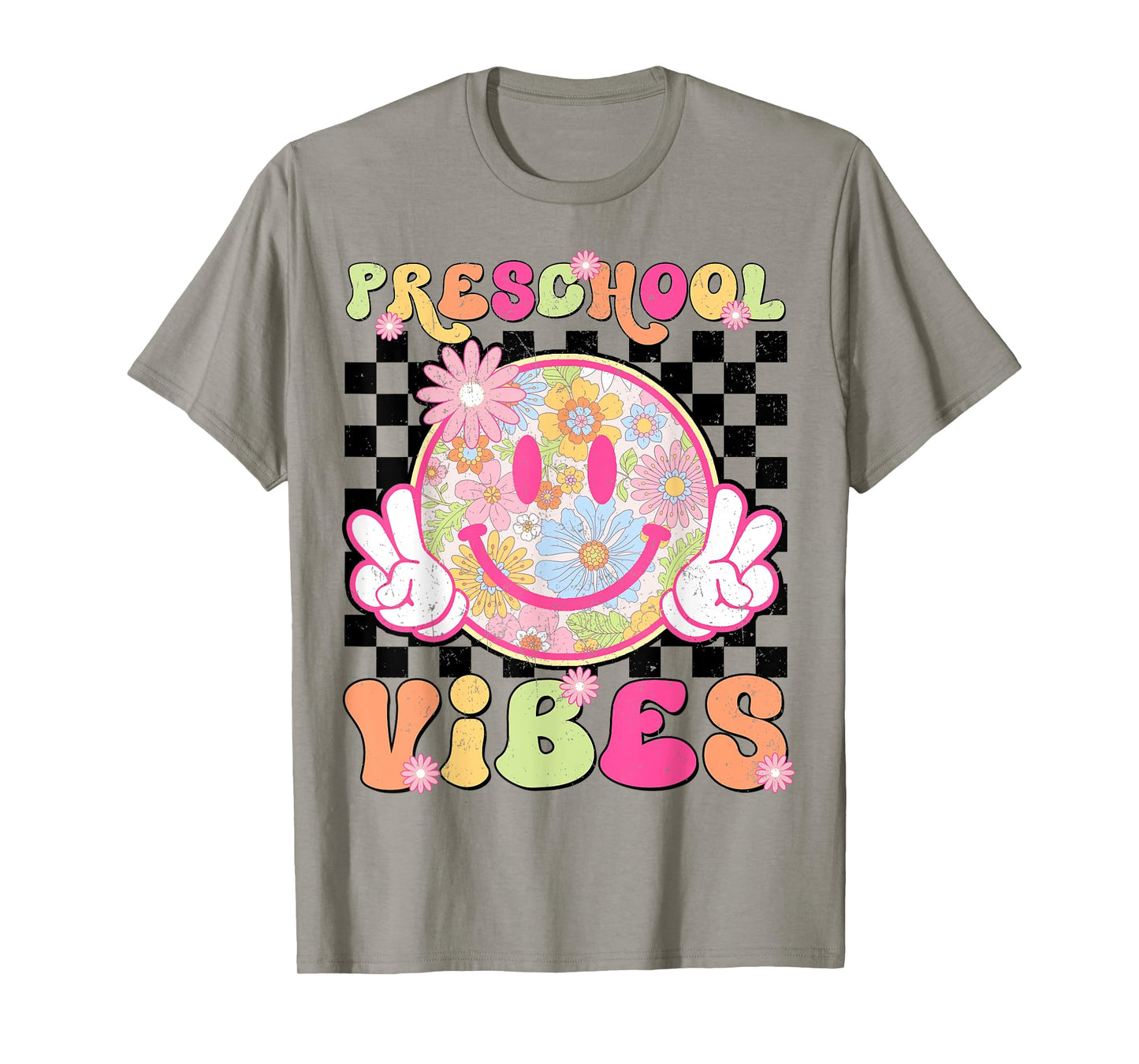 Groovy Preschool Vibes First Day Of School Teacher Girls T-Shirt