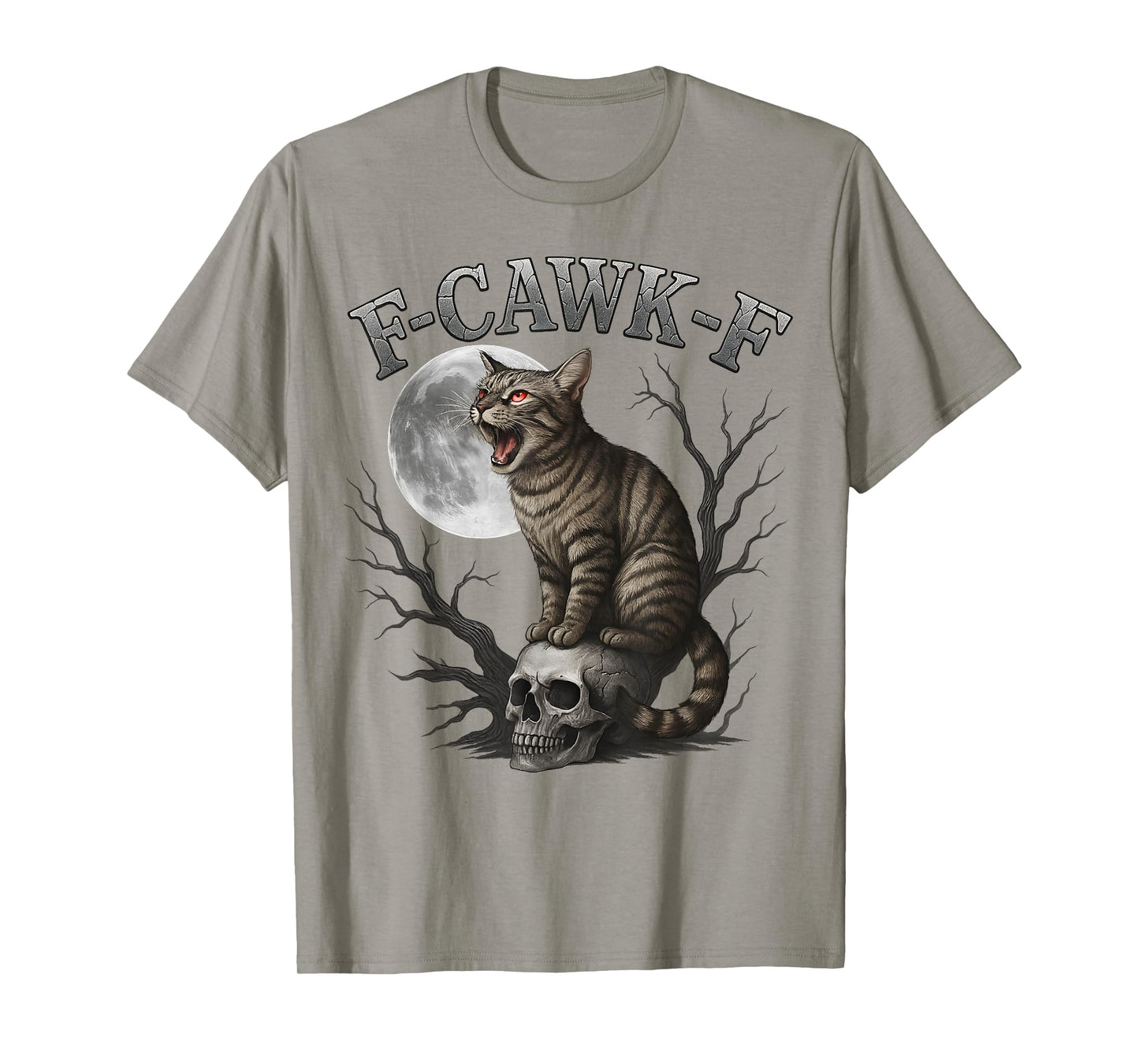 Funny F-Caw-F Cat Moon Gothic Adult FCAWF Cat Humor T-Shirt