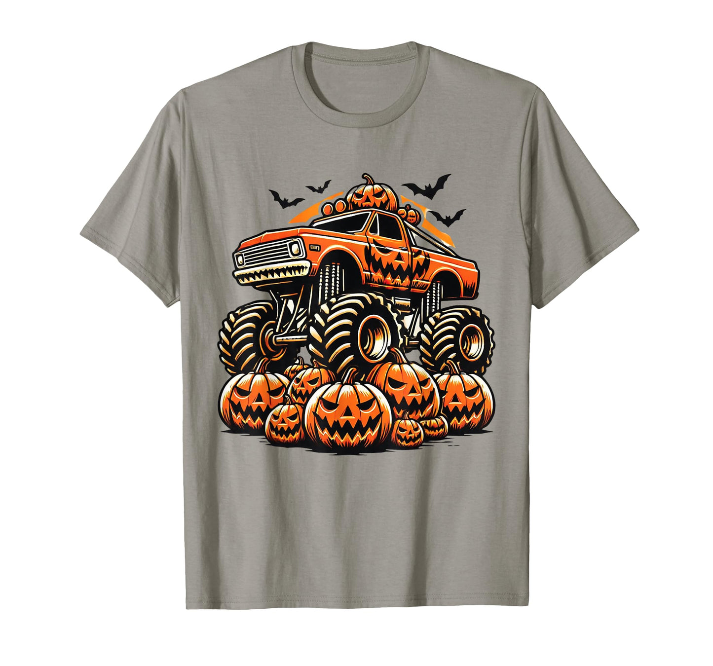 Kids Monster Truck Pumpkin Jack O Lantern Halloween Costume T-Shirt