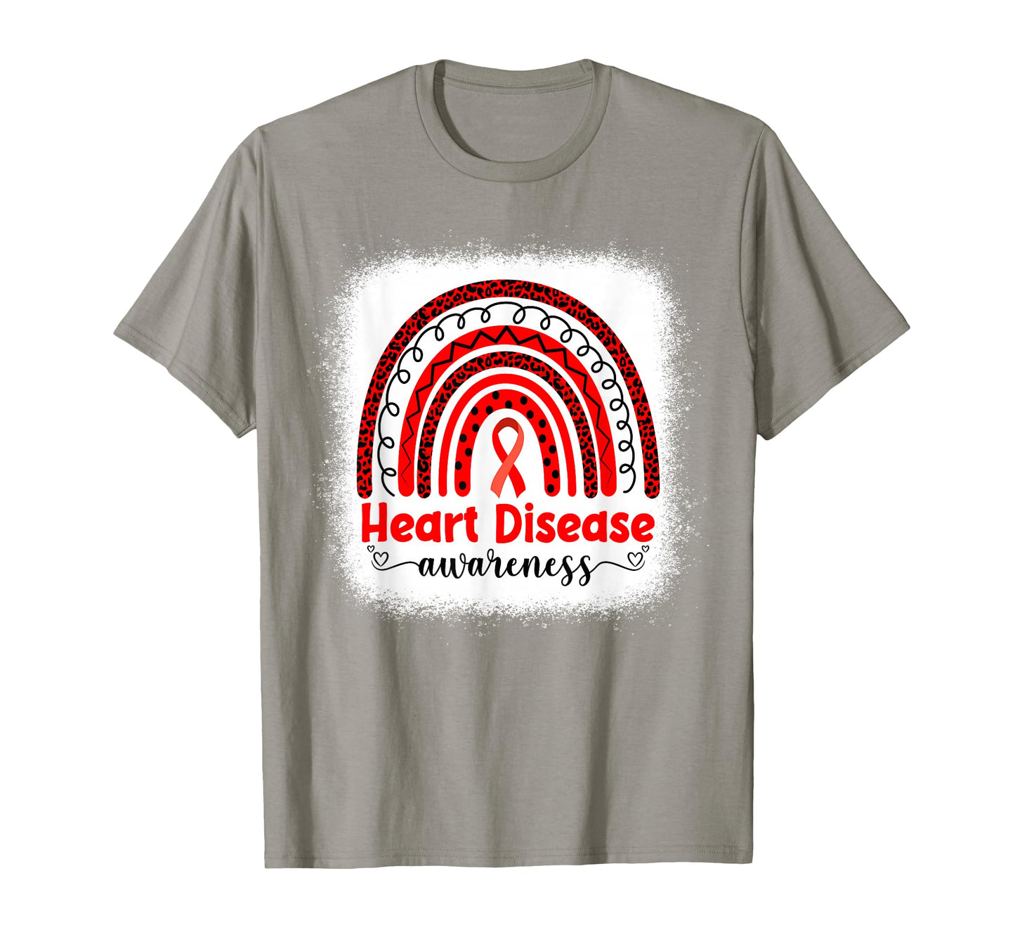 We Wear Red Heart Disease Awareness Bleached Rainbow T-Shirt