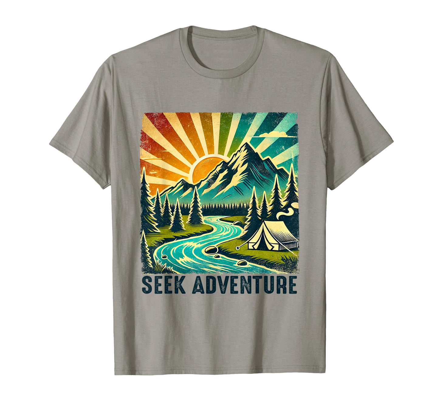 Seek Adventure Vintage Mountain Camping Hikers Trekkers T-Shirt