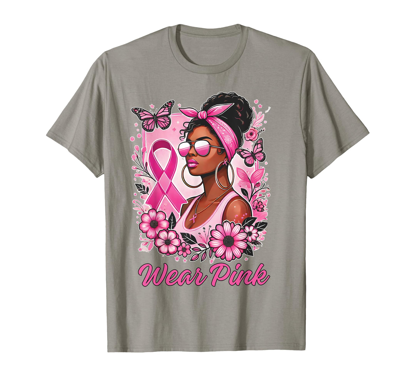 Breast cancer awareness Wear Pink African American support T-Shirt